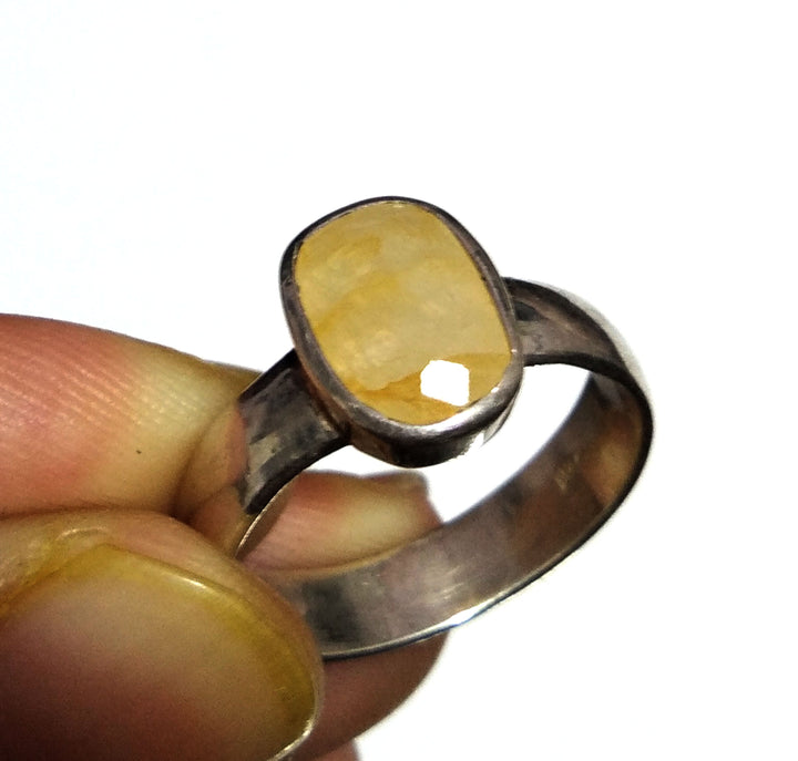 Natural Yellow Sapphire Faceted Stone Ring, 925 Solid Sterling Silver Ring Amazing Color Yellow Sapphire Stone Size 11x7mm Gift Wedding Ring