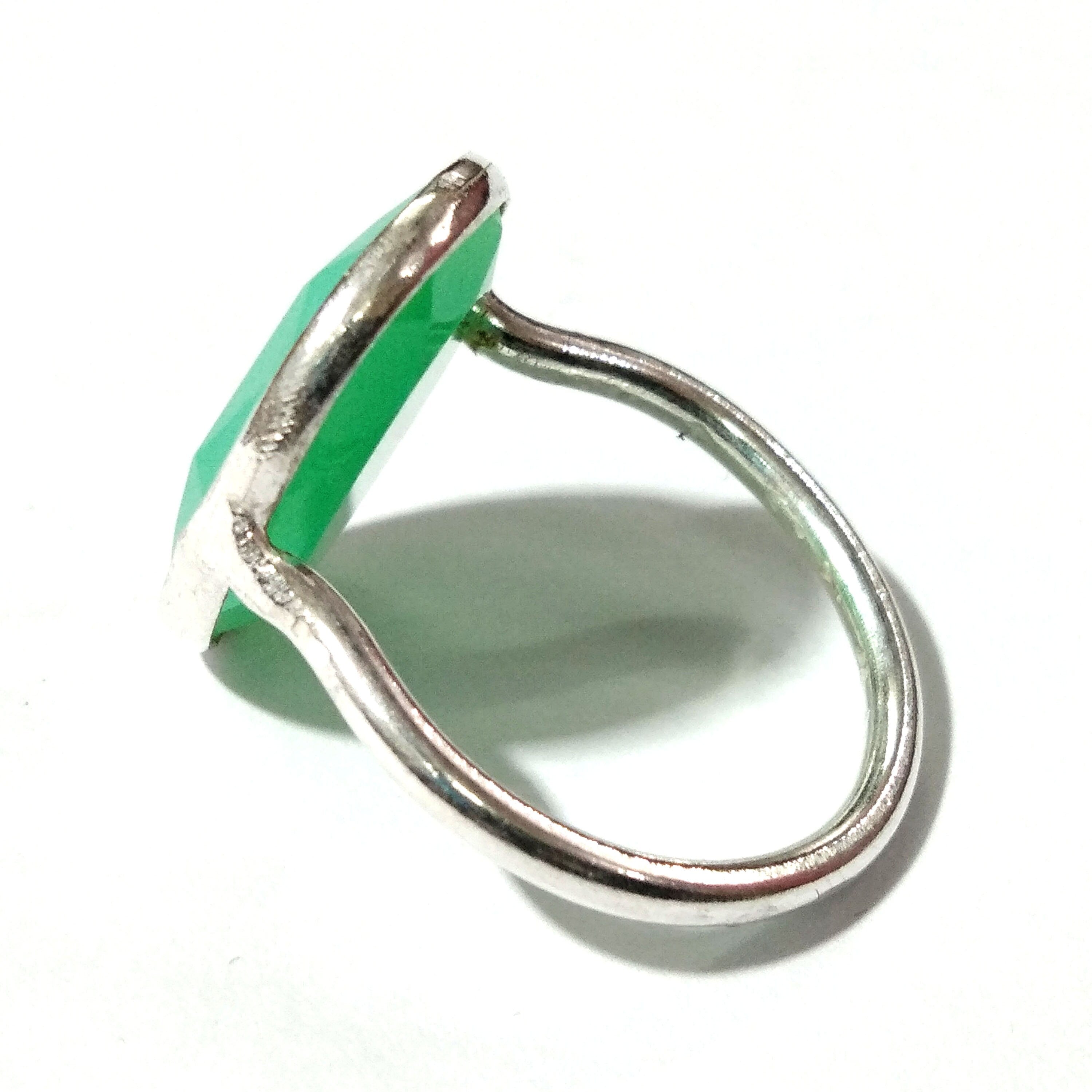 Natural Chryso Chalcedony Ring, Solid 925 Starling Silver Ring, Nice Color Stone & Good Handmade Making Silver Bezel Ring, For Girls/Women