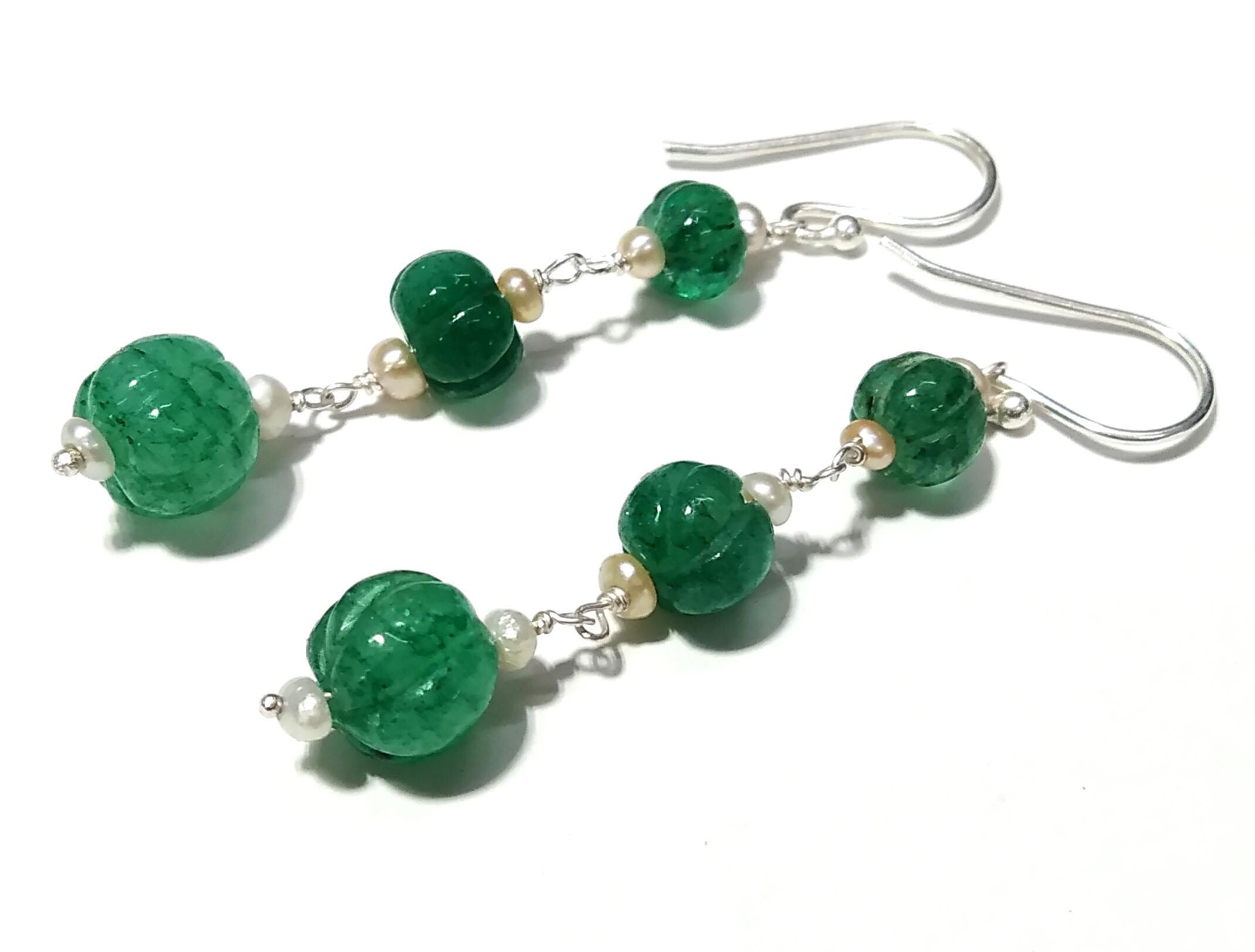 Natural Strawberry Quartz Pumpkin Beads Earring, 925 Silver Beaded Earring, Gemstone Handmade Making Jewelry, Beautiful Beads Stone Earring