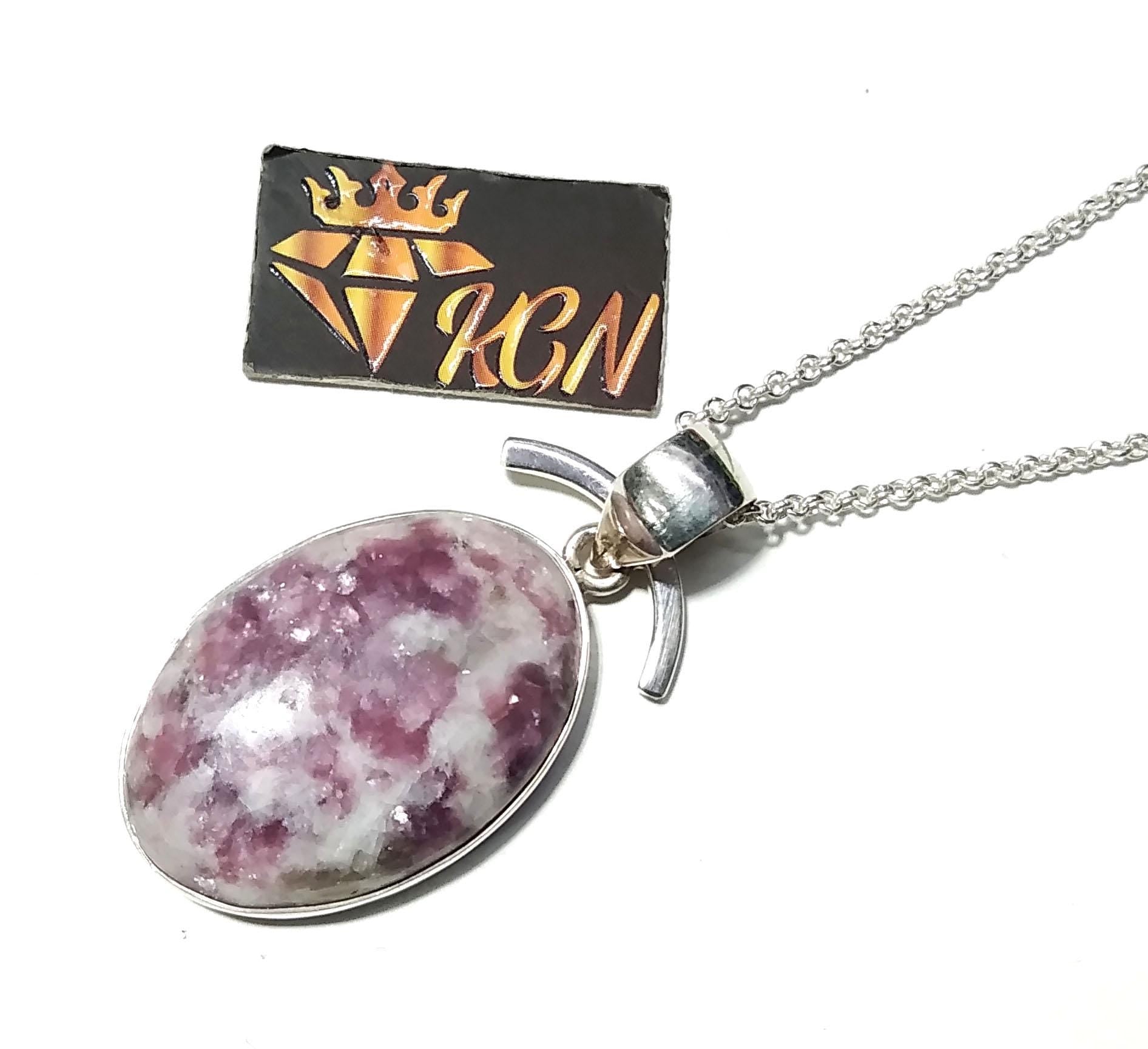 Lepidolite Gemstone Pendant ! Solid 925 Starling Silver Jewelry Pendant, Natural Gemstone Lepidolite Chain Pendant Necklace, Gift For Women.