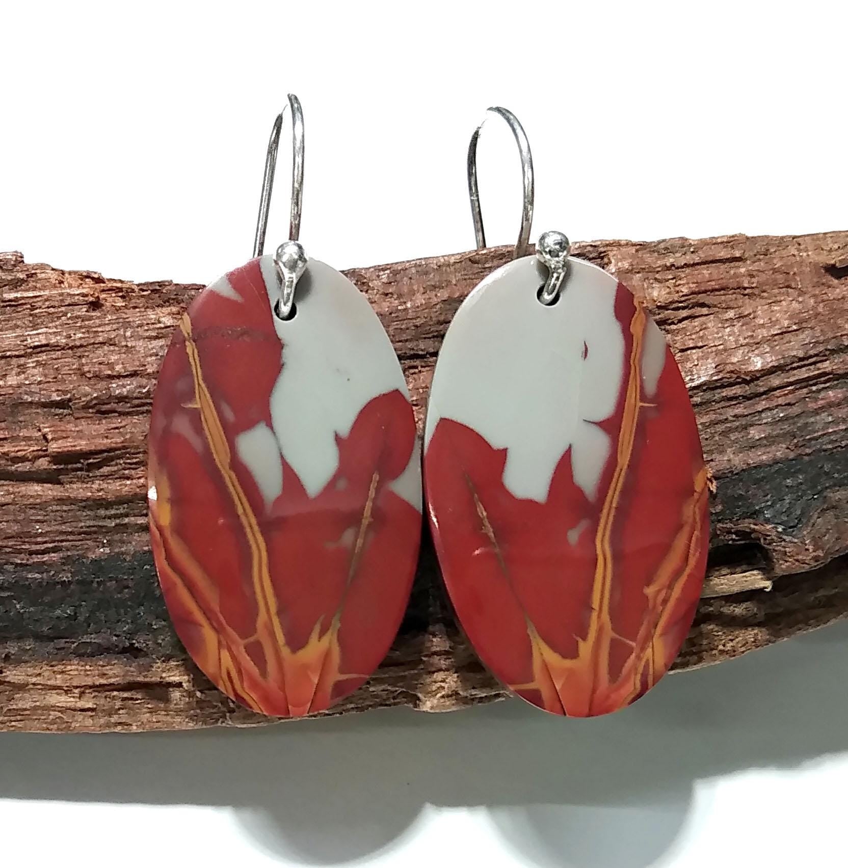 Noreena Jasper Gemstone Earring, Solid 925 Starling Silver Earring, Natural Noreena Jasper Stone Size 27x16mm Gift For Girls & Women