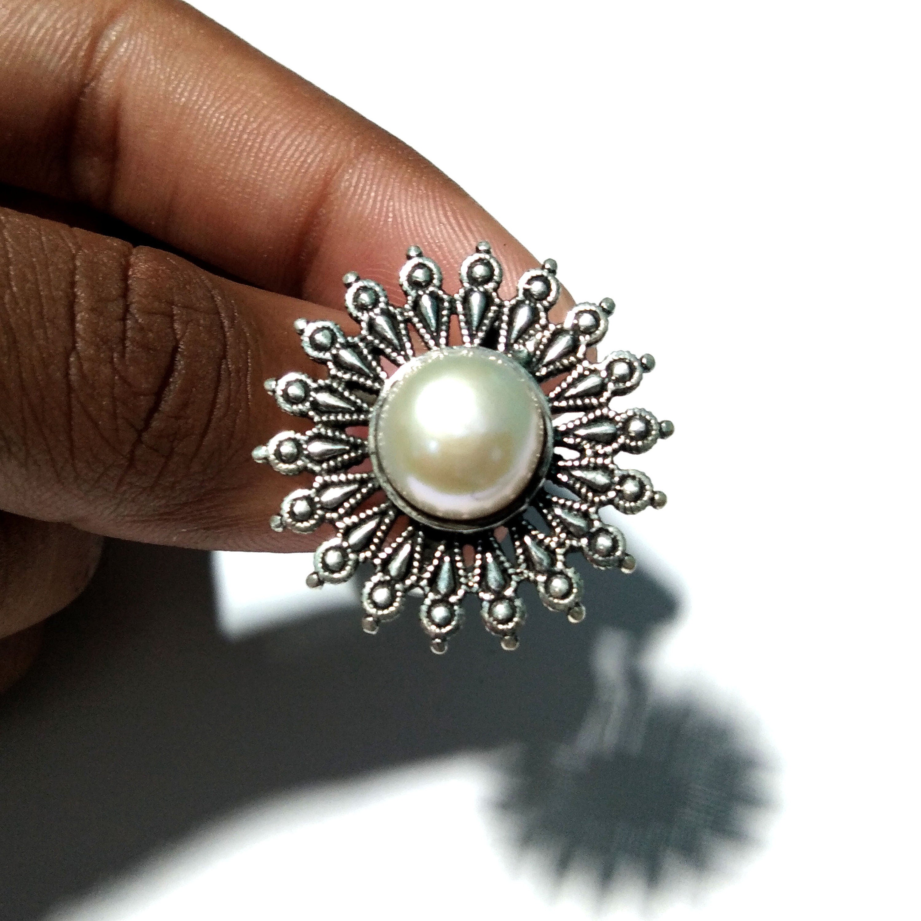 Natural Pearl Gemstone Ring, 925 Sterling Silver Ring, Very Beautiful Pearl Ring, For Girls Women, Freshwater Pearl Ring, Personalized Gifts