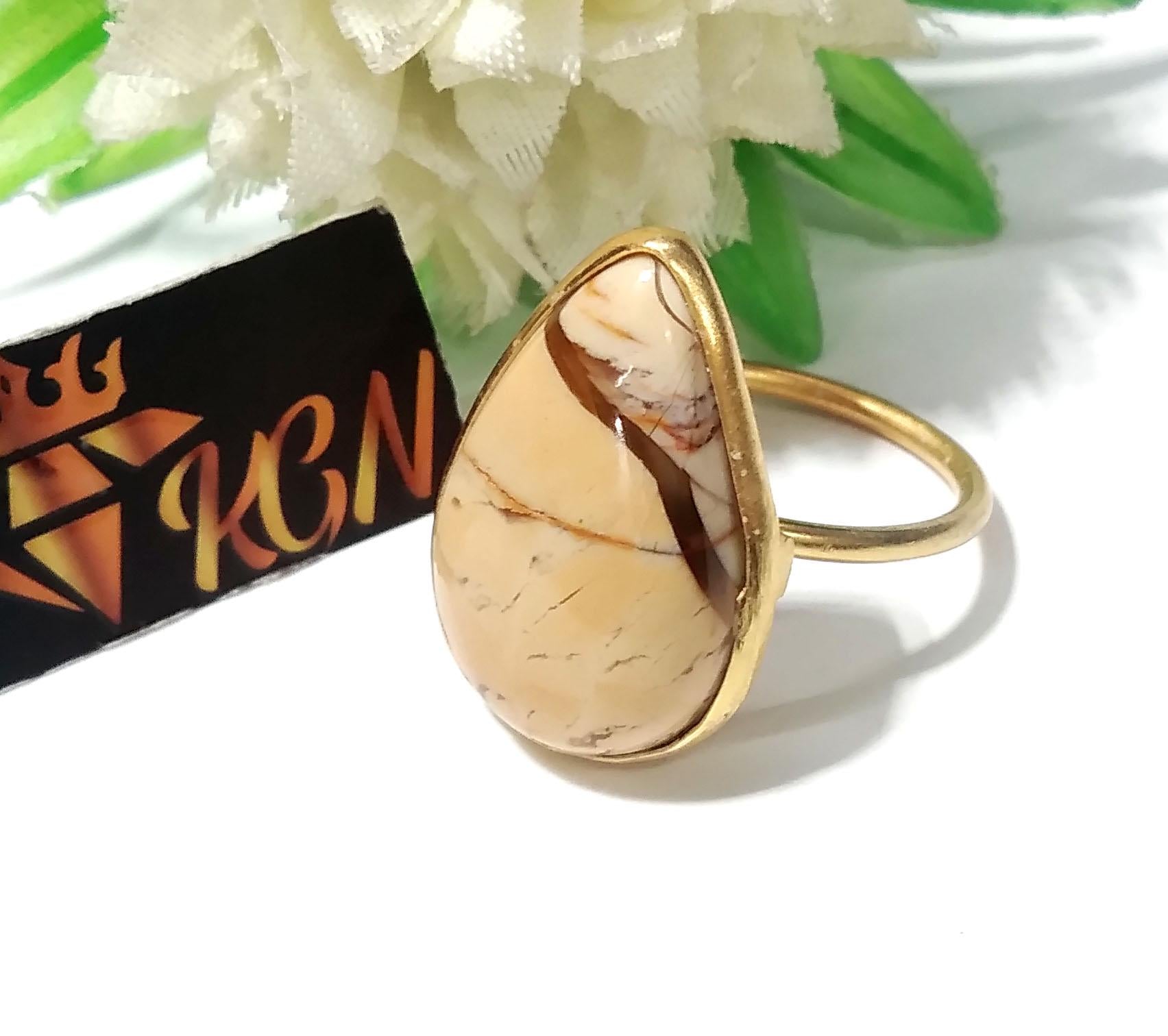 Natural Mookaite Jasper Ring, 925 Starling Silver Gold Plated Ring Jewelry, Mookaite Stone Size 22x15 mm Handmade Gift Wedding Ring Jewelry
