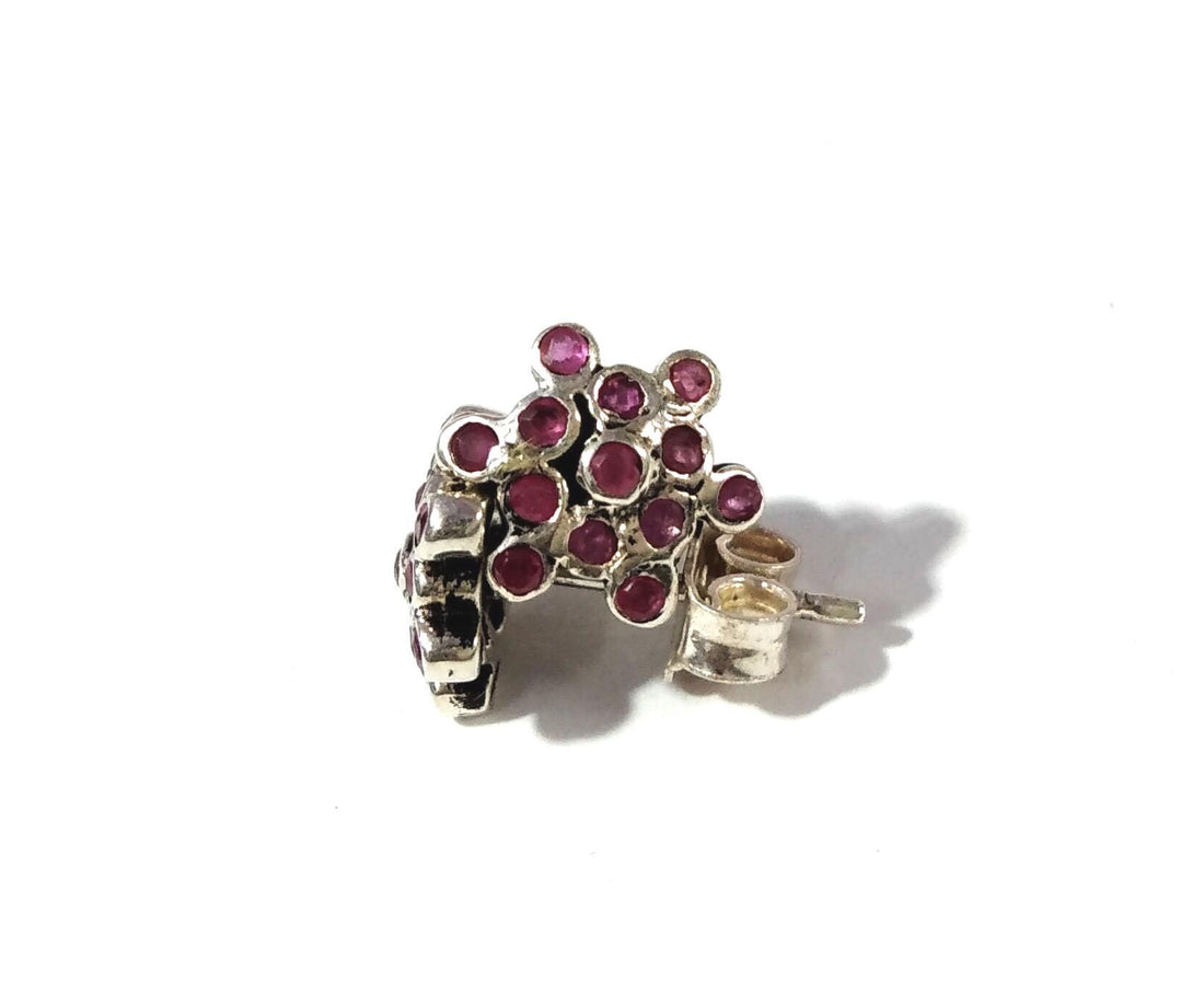 Natural Red Ruby Stone Stud Earring, 925 Solid Starling Silver Earring, Jewelry Nice Color Red Ruby Gemstone Round Shape Gift Studs New Year
