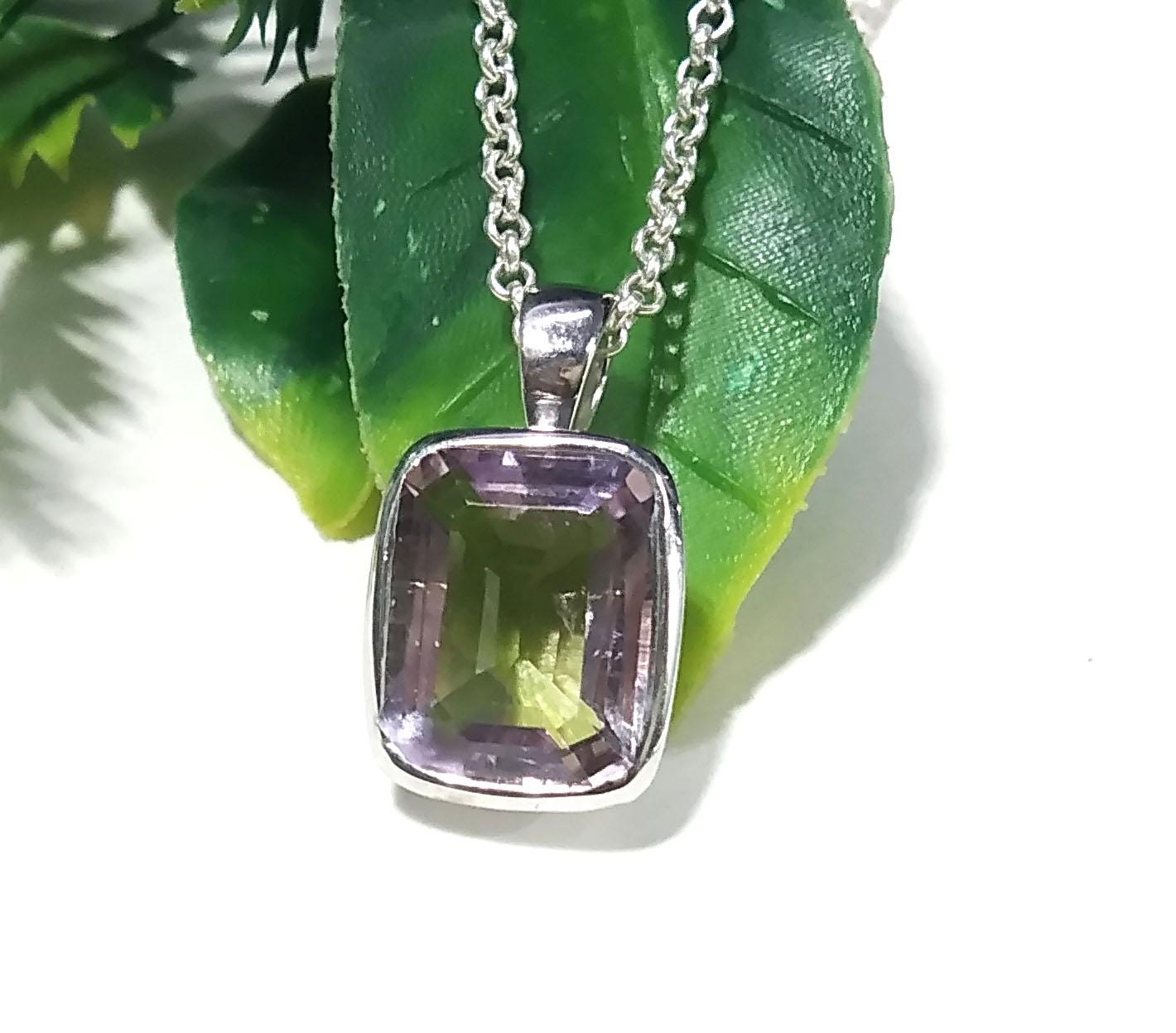 Amethyst Gemstone Pendant, 925 Starling Silver Pendant Necklace Chain, Amethyst Pendant, Handmade Jewelry Stone Size 13x10mm Gift Pendant