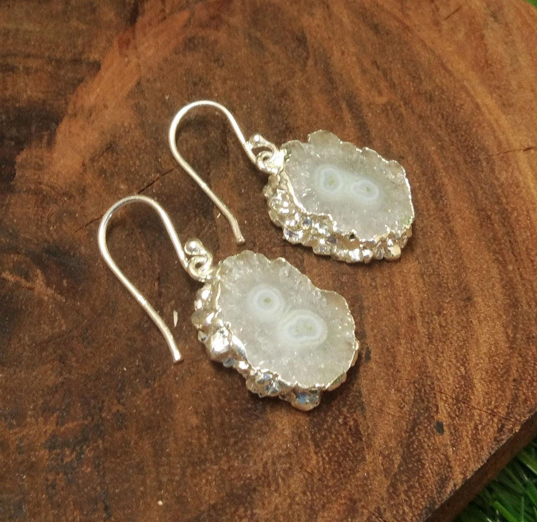 Natural White Solar Quartz Gemstone Earring, 925 Sterling Silver Earring, Amazing Solar Earring, Stone Size 18x16 mm Gift Birthday Earring