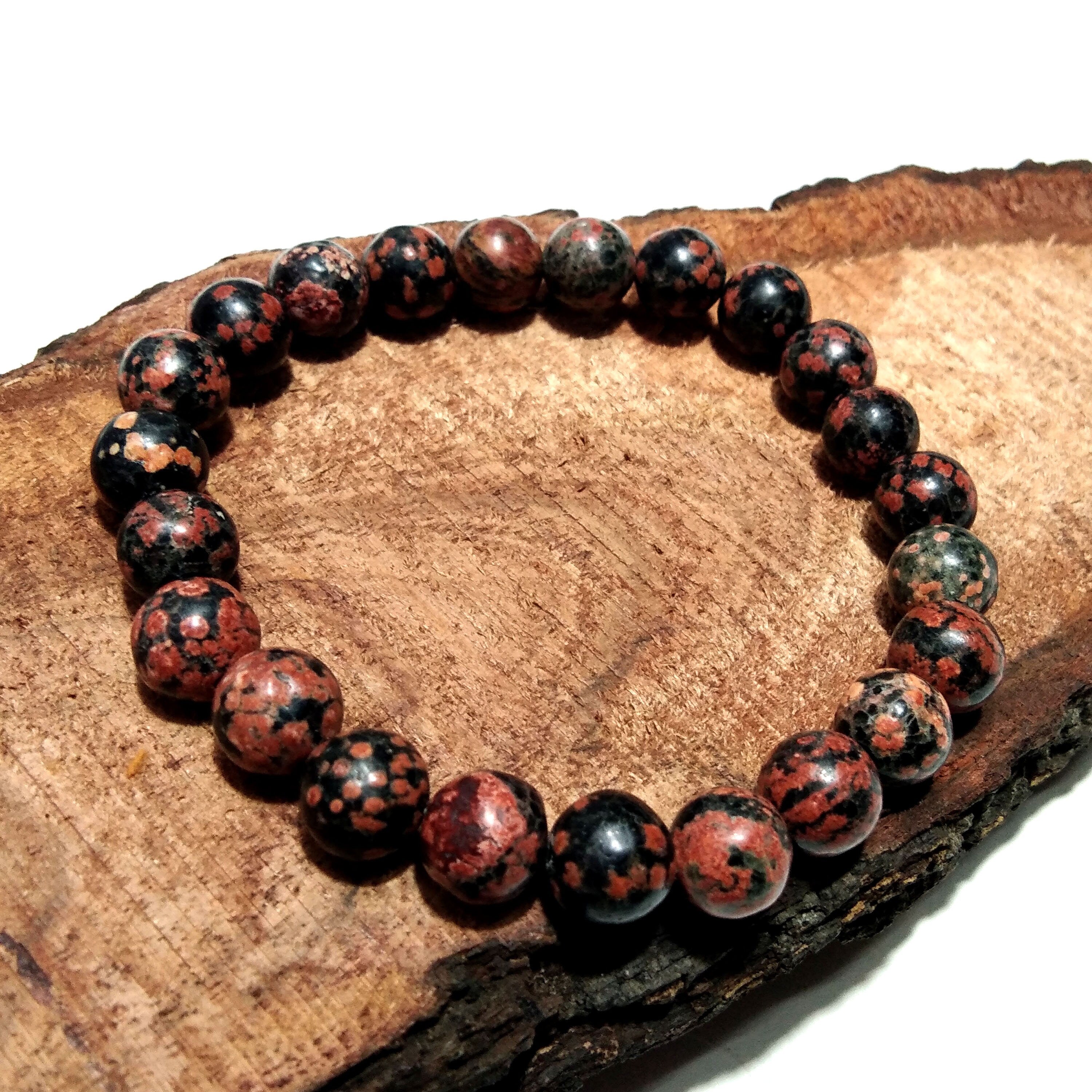 Leopard Skin Jasper Bracelet Beads Stone, Natural Skin Jasper Healing Men & Women Round Bracelet, Stone Size 8x8 mm Gift Easter day Bracelet