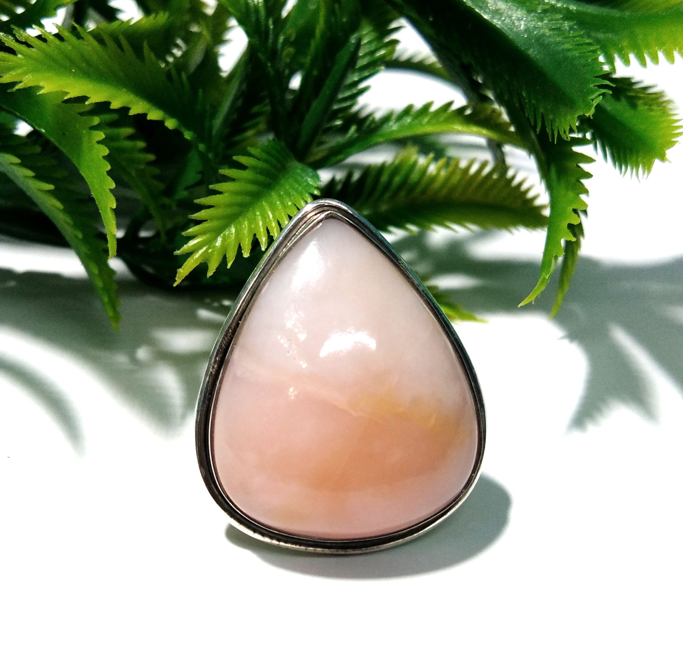 Natural Pink Opal Cabochon Ring, 925 Starling Silver Rings, Very Beautiful Gemstone Pink Opal Stylish Silver Ring, For Girls & Women.