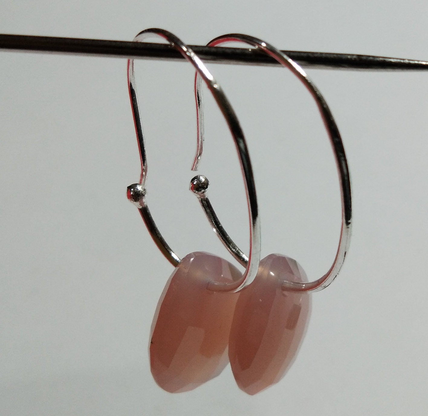 EARRING ! Natural Gemstone With 925 Sterling Silver Jewelry, Rose Calcy Earring, Cryso Calcy Earring, Aqua Calcy Earring, Handmade Jewelry.