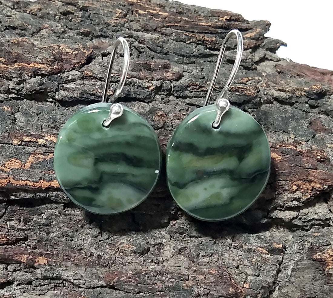 Green Zebra Jasper Gemstone Earring, Solid 925 Starling Silver Earring, Natural Zebra Jasper Stone Size 19x17mm Gift For Girls & Women