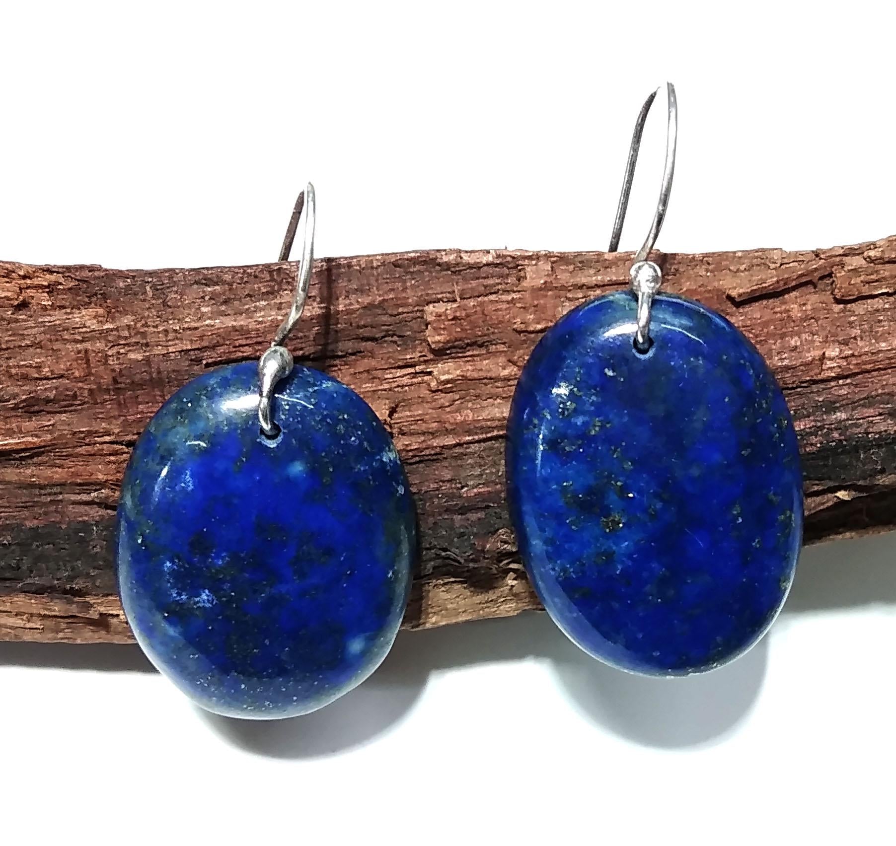 Lapis Lazuli Earring, Natural Lapis Lazuli Gemstone Earring, 925 Sterling Silver Earring, Handmade Silver Jewelry Hoop Earring, Gift For Her