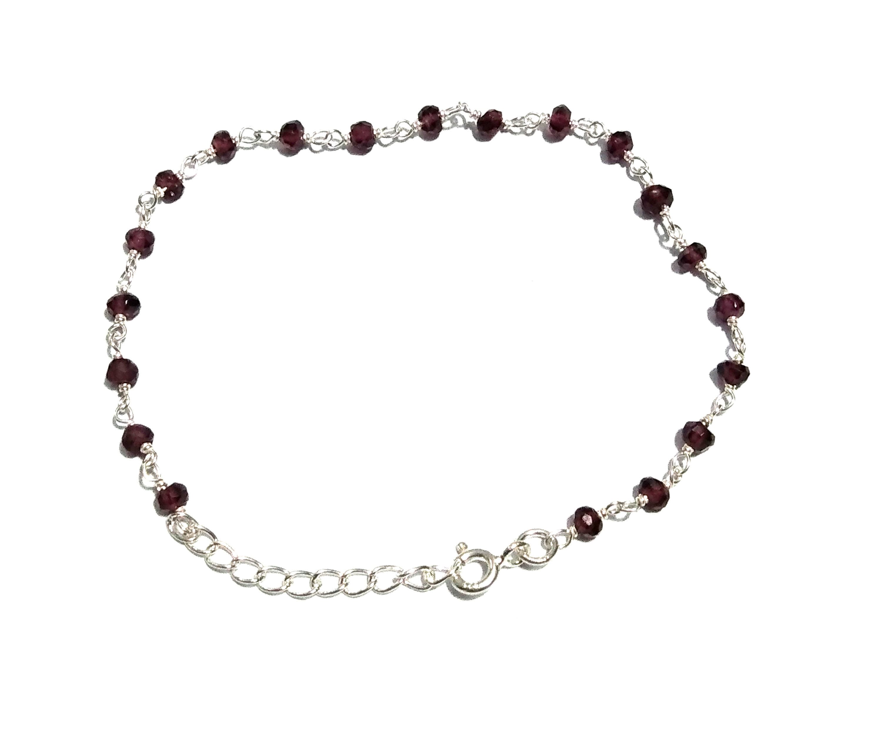 Natural Red Garnet Bracelet Stone, 925 Sterling Silver Bracelet Beaded, Garnet Bracelet, Good Color Garnet Birthstone Valentine day Bracelet