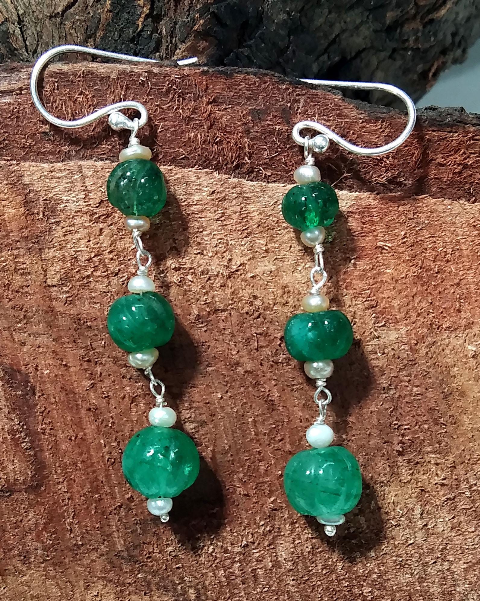 Natural Strawberry Quartz Pumpkin Beads Earring, 925 Silver Beaded Earring, Gemstone Handmade Making Jewelry, Beautiful Beads Stone Earring