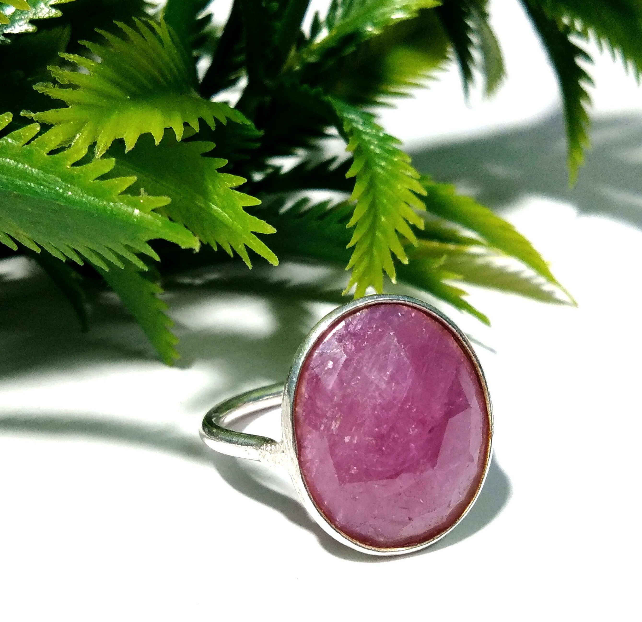 Natural Pink Sapphire Rings, 925 Starling Silver Ring Jewelry, Precious Gemstone Sapphire Ring, Handmade Bezel Ring, Free Shipping.
