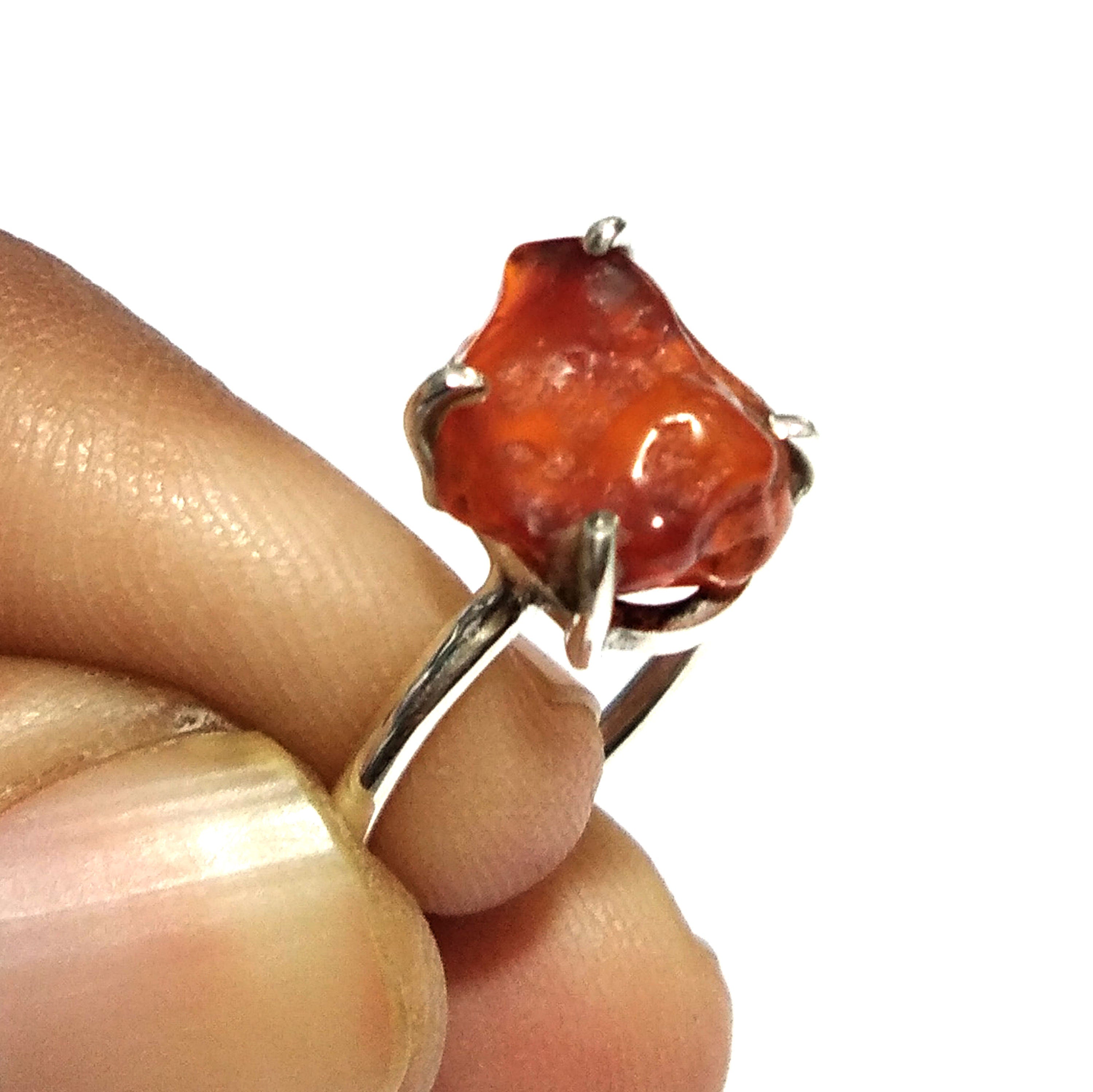 Natural Raw Carnelian Gemstone Ring, 925 Solid Sterling Silver Ring, Carnelian Stone Size 11x9 mm Handmade Ring, Gift Minimalist Ring