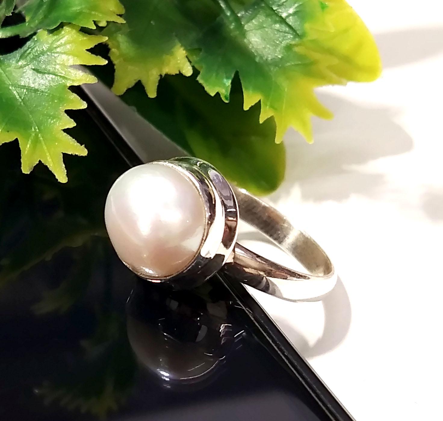 Natural Fresh Water Baroque Pearl Gemstone Ring, Solid 925 Sterling Silver Ring, Top Quality Pearl Stone Handmade Ring, Gift Christmas Ring