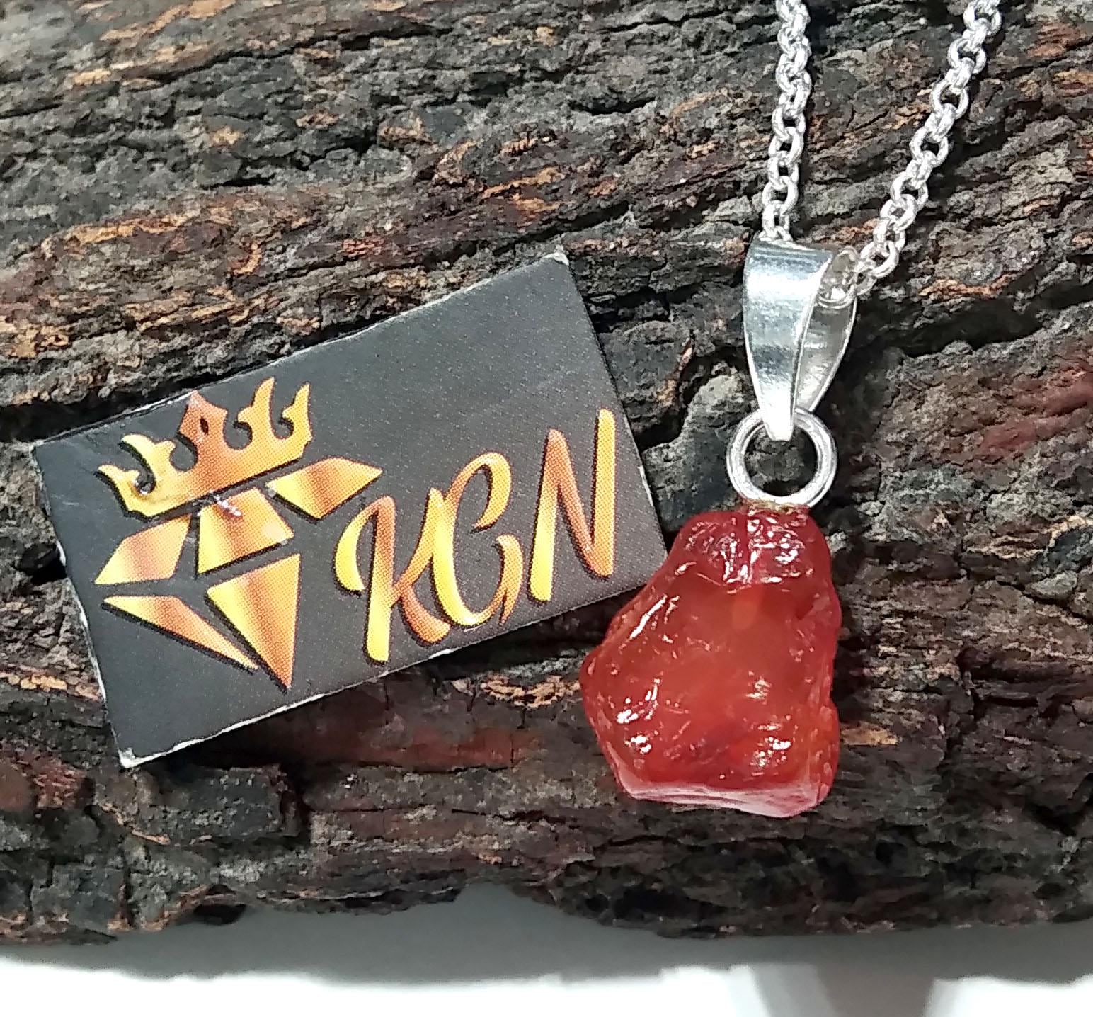 Natural Gemstone Rough Carnelian Pendant Necklace Chain, 925 Starling Silver Carnelian Pendant Chain Necklace Jewelry Stone Size 13x12 mm