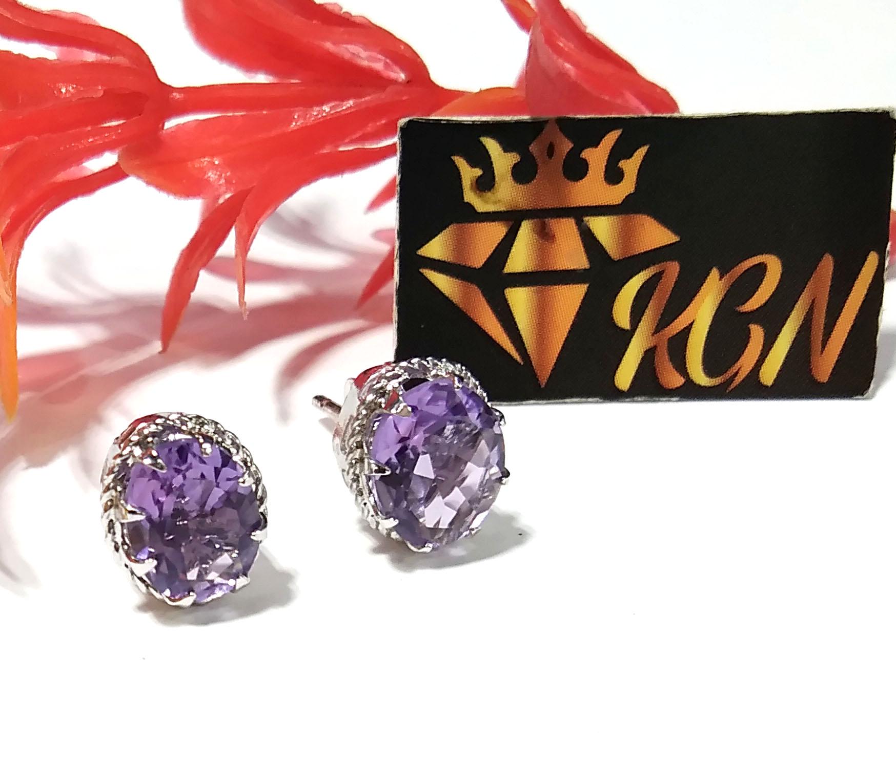 Amethyst Stud Earrings, 925 Solid Starling Silver Earring Jewelry, Natural Amethyst Gemstone Oval Shape Stone Size 9x7mm Gift For Her, Studs