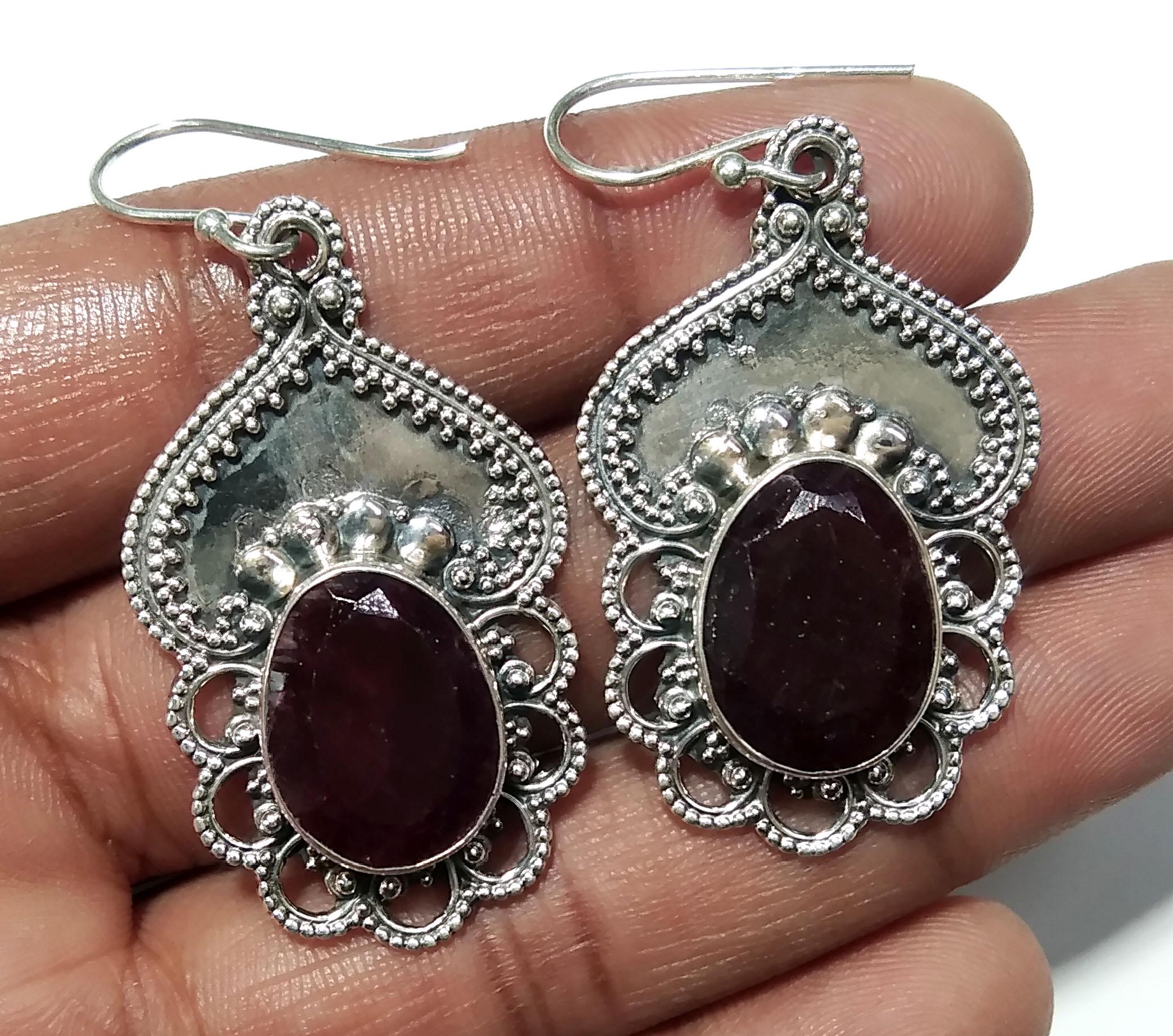 Good Making Ruby Earring, Red Ruby Earring, 925 Sterling Silver, Boho Jewelry, Delicate Earring, Wedding Jewelry, Handmade Jewelry,For Women