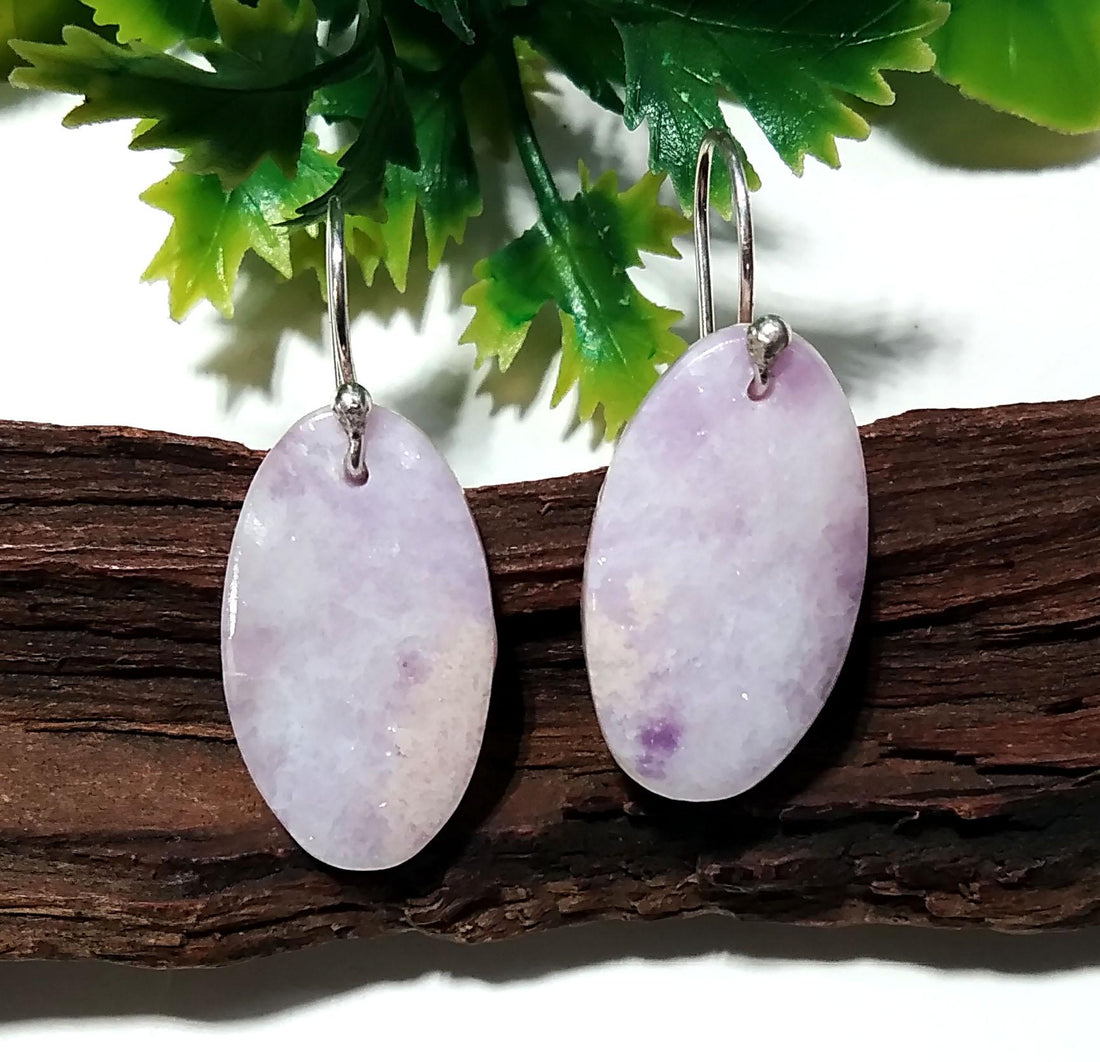 Lepidolite Earrings, 925 Silver Earring, Purple Lepidolite Stone Jewelry, Handmade Earring For Girls & Women Gift Jewelry, Crystal Earrings