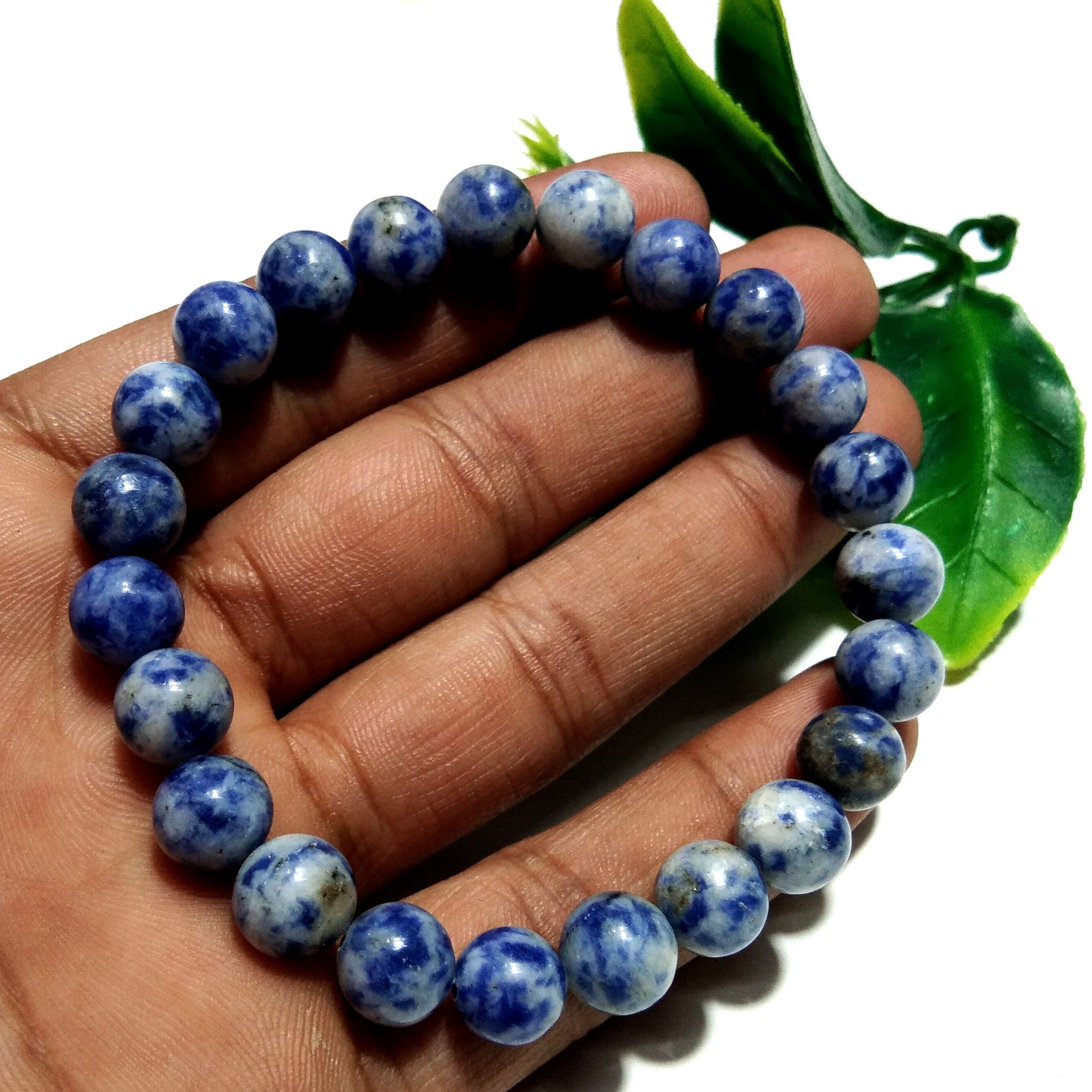 Blue Spot Jasper Bracelet Beads Stone, Natural Blue Spot Jasper Healing Unisex Round Bracelet, Stone Size 8x8 mm Gift Easter day Bracelet
