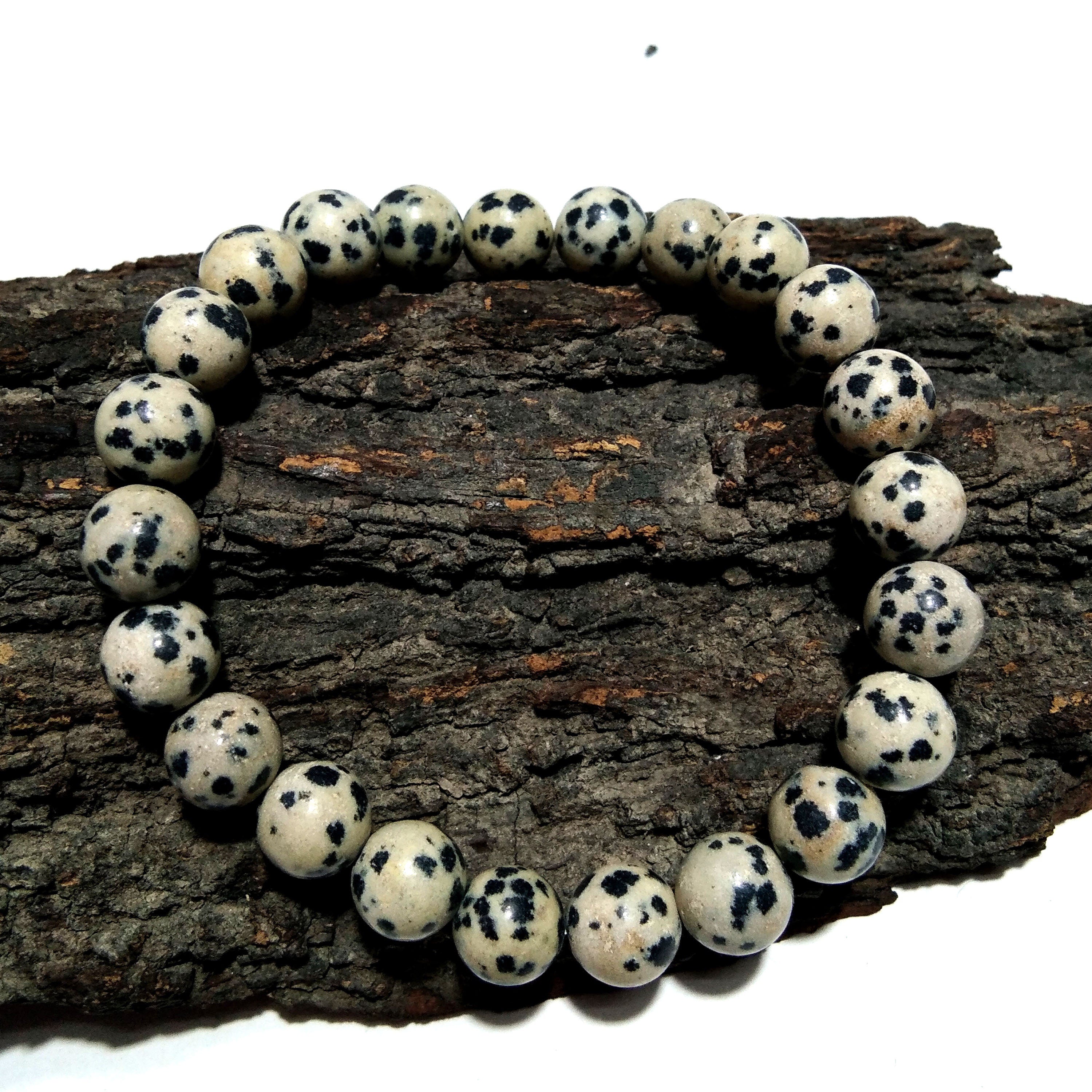 Dalmation Jasper Bracelet Beads Stone, Natural Dalmation Jasper Healing Men & Women Round Bracelet, Size 8x8 mm Gift Easter day Bracelet