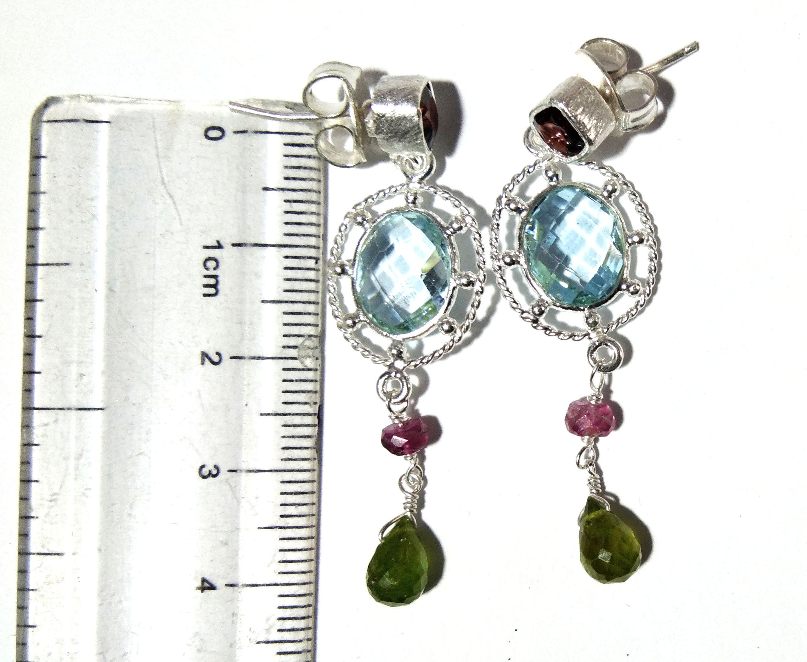 Blue Topaz Earring ! 925 Starling Silver Jewelry, Multi Gemstone Earring, Beautiful Nice Design Handmade Earring, For Gift Girls & Women.