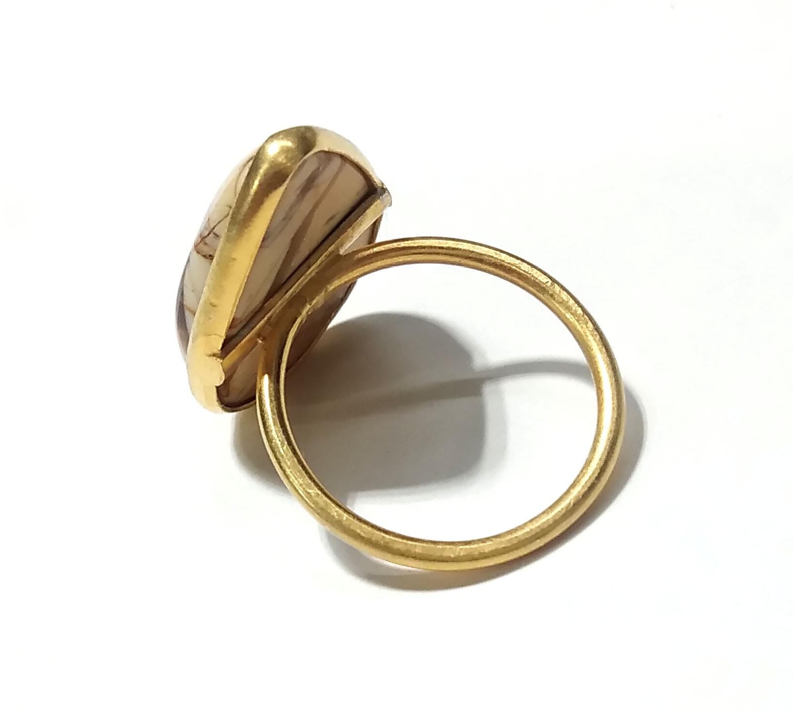 Natural Mookaite Jasper Ring, 925 Starling Silver Gold Plated Ring Jewelry, Mookaite Stone Size 22x15 mm Handmade Gift Wedding Ring Jewelry