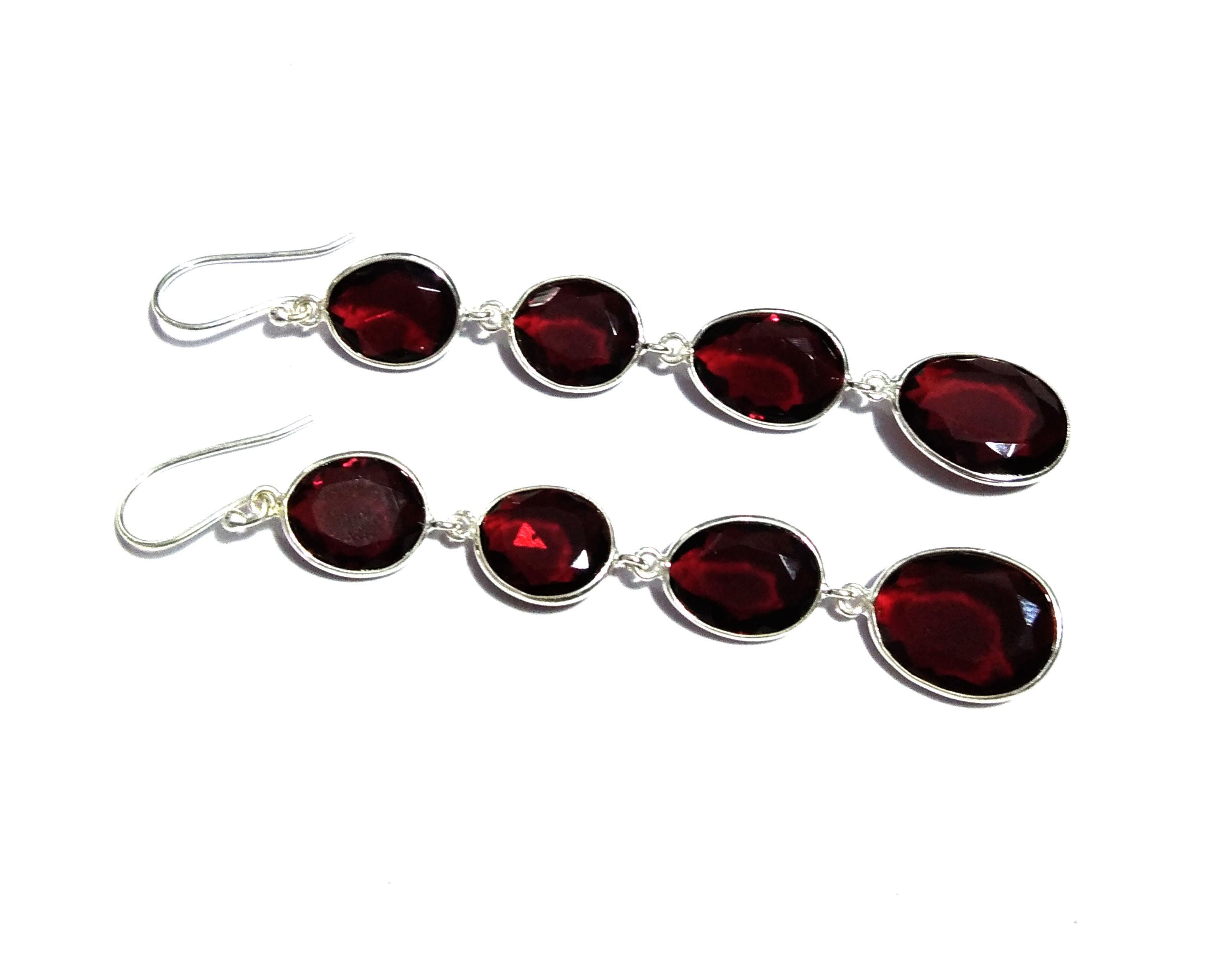 Natural Red Garnet Earring, Solid 925 Starling Silver Earring, Top Color Red Garnet Stone Earring, Handmade Jewelry Earring, Gift For Her
