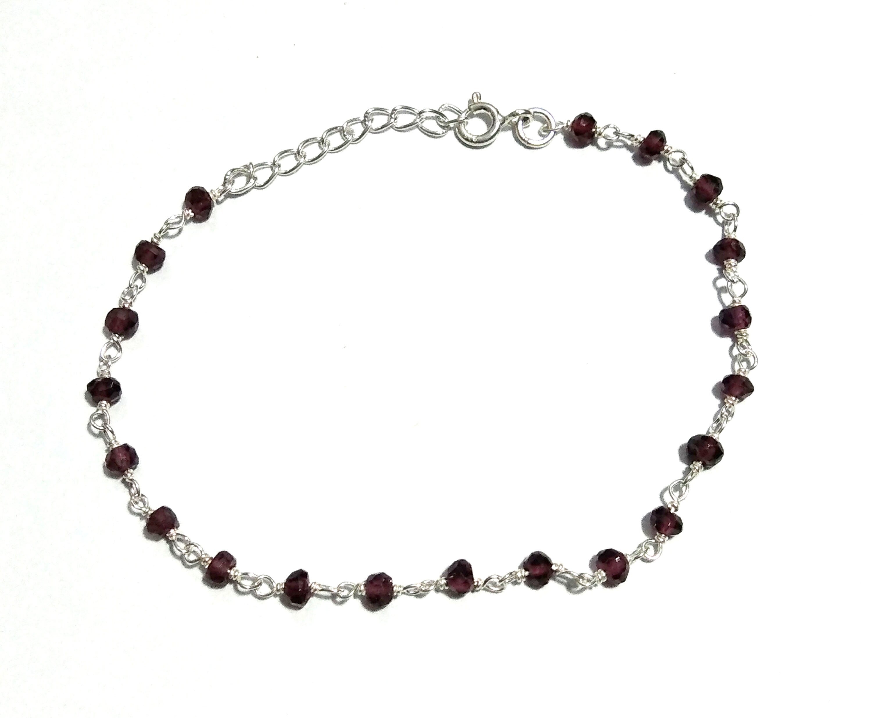 Natural Red Garnet Bracelet Stone, 925 Sterling Silver Bracelet Beaded, Garnet Bracelet, Good Color Garnet Birthstone Valentine day Bracelet