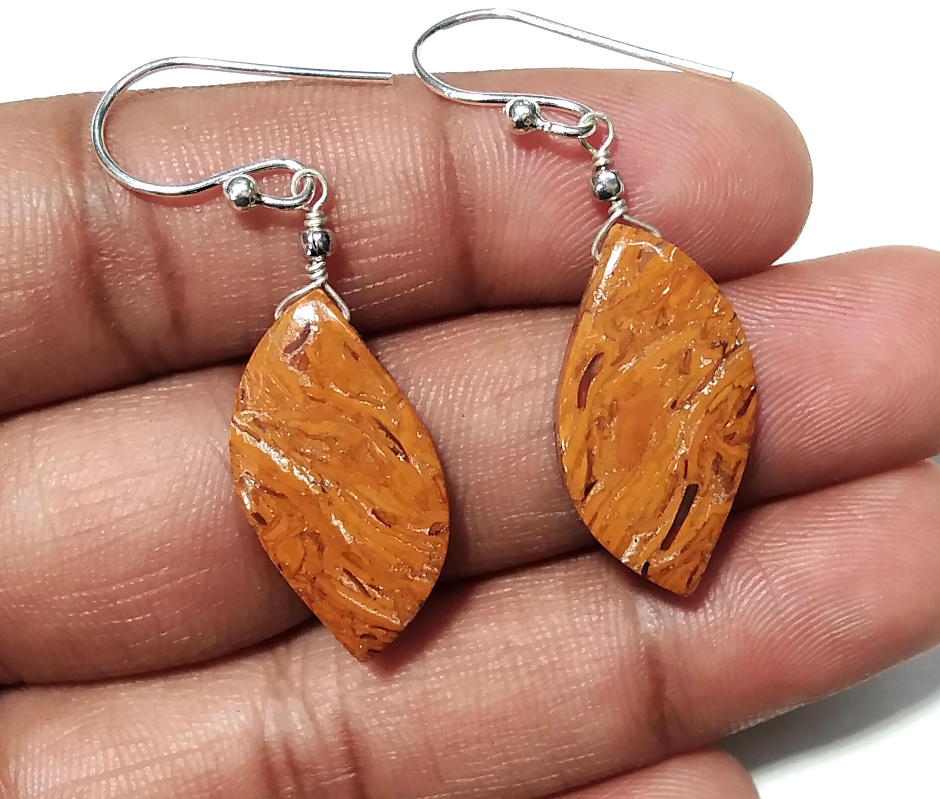 Natural Mariam Jasper Gemstone Earring, 925 Starling Silver Earring, A+++ Mariam Jasper Handmade Earring, Gift For Girls & Women Earrings