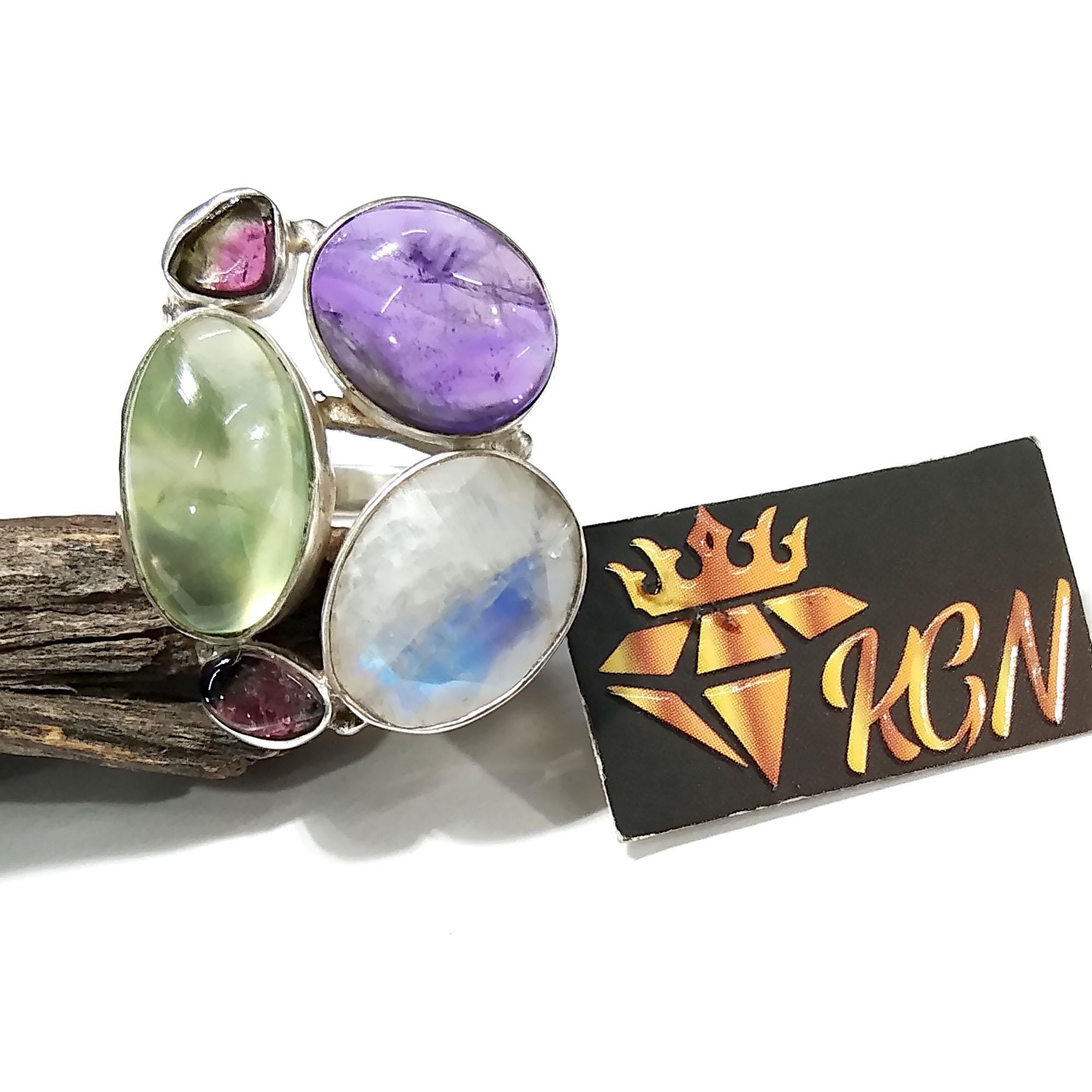 Natural Multi Color Gemstone Ring, 925 Solid Sterling Silver Ring, Multi Mix Color Stone Handmade Ring, Statement Ring Birthday Ring Jewelry
