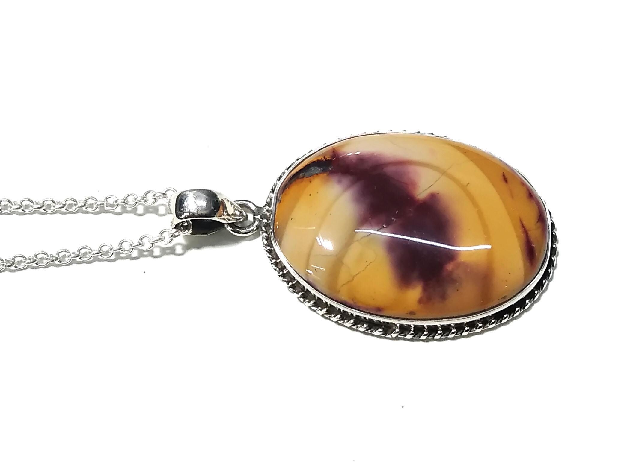 Natural Mookaite Jasper Gemstone Pendant, 925 Starling Silver Pendant Chain Necklace, Handmade Silver Design Pendant, Gift For Men & Women.