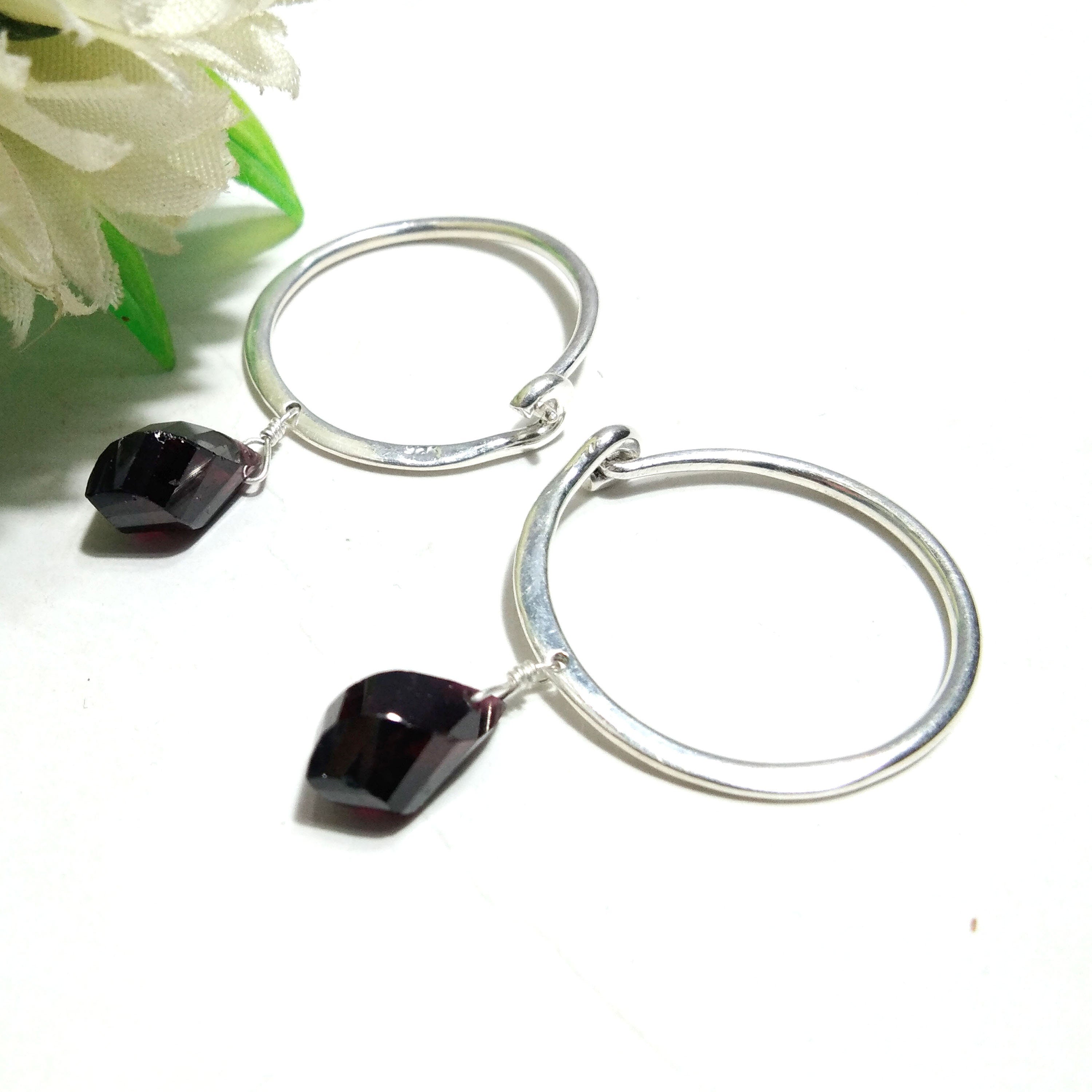 Natural Red Garnet Gemstone Earring 925 Sterling Silver Earring Amazing Red Garnet Stone Size 12x6 mm Gift Wedding Earring Jewelry
