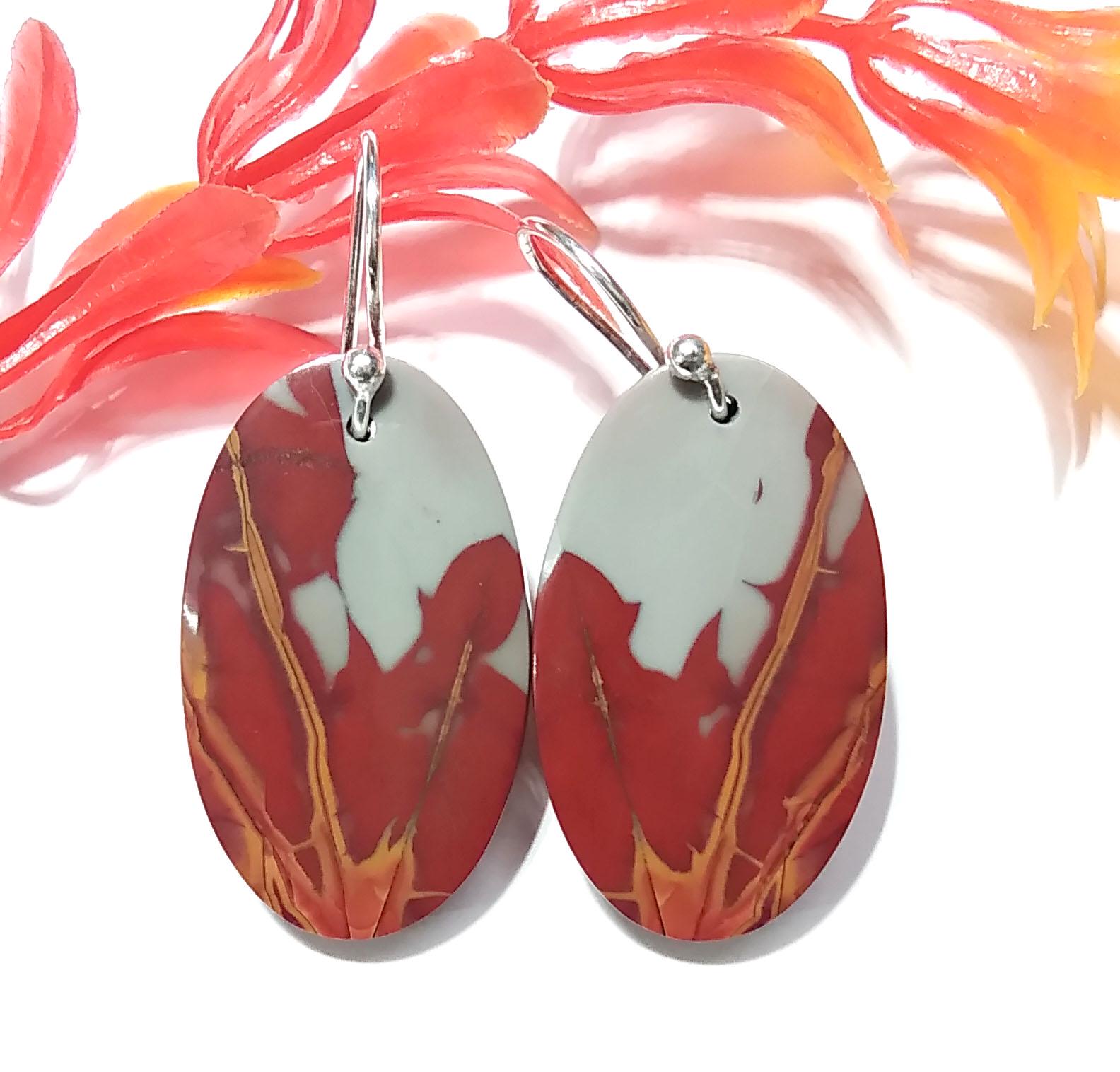 Noreena Jasper Gemstone Earring, Solid 925 Starling Silver Earring, Natural Noreena Jasper Stone Size 27x16mm Gift For Girls & Women