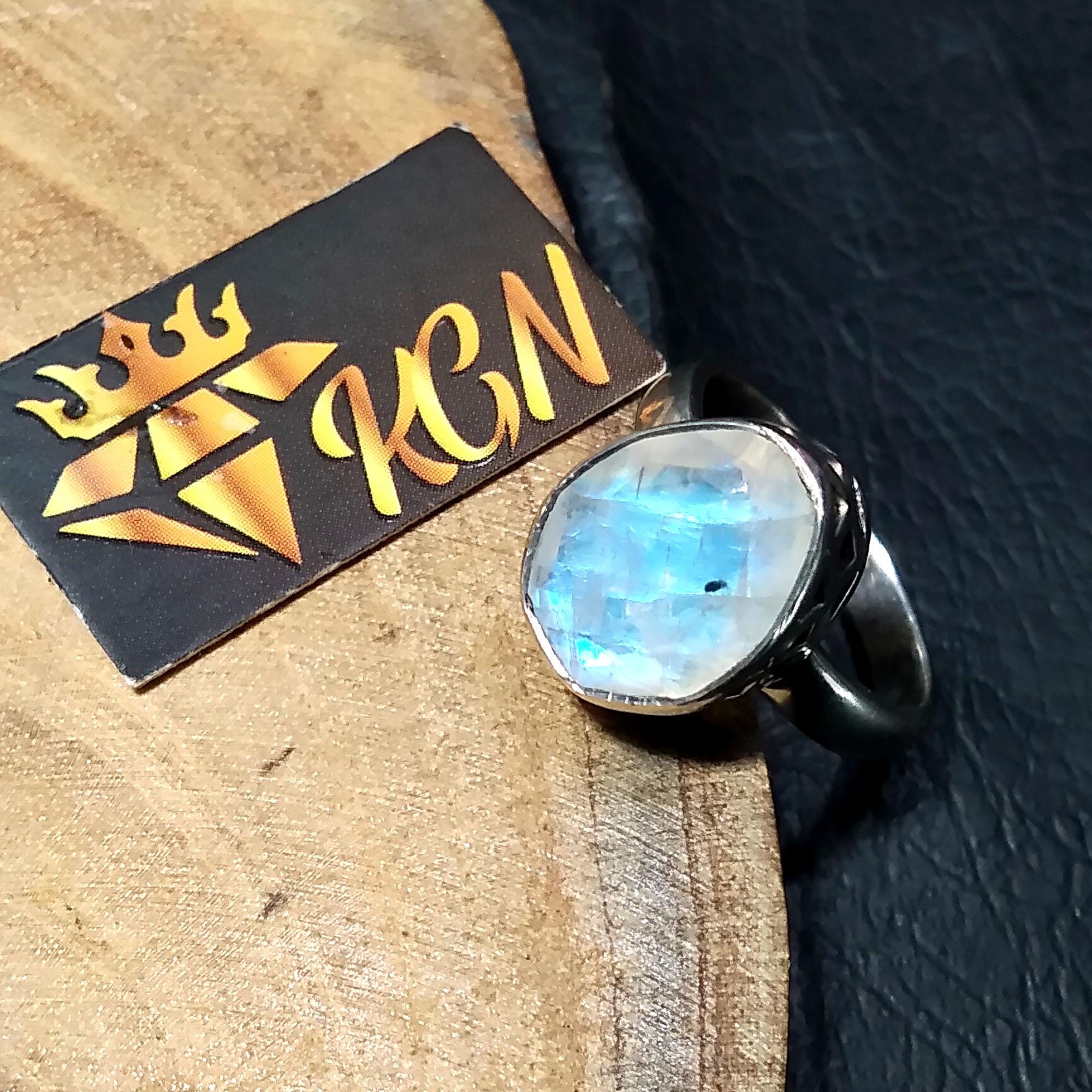 Rainbow Moonstone Faceted Ring, 925 Starling Silver Ring, Natural Gemstone Rainbow Moonstone Ring, With Nice Making Stylish Rings.