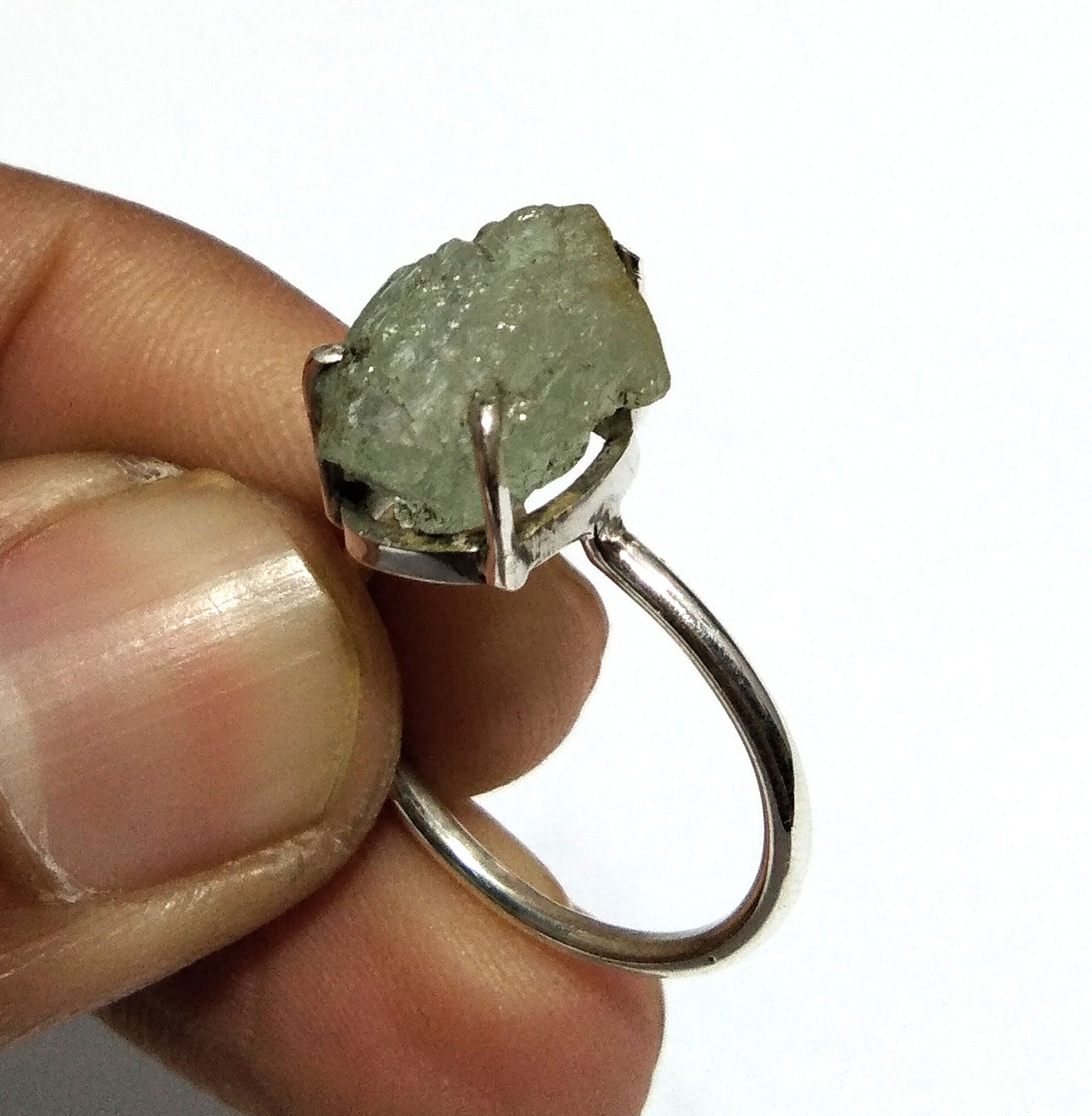 Natural Aquamarine Rough Gemstone Ring, 925 Solid Sterling Silver Ring, Raw Aquamarine Stone Size 14x10 mm Handmade Ring, Gift Birthday Ring