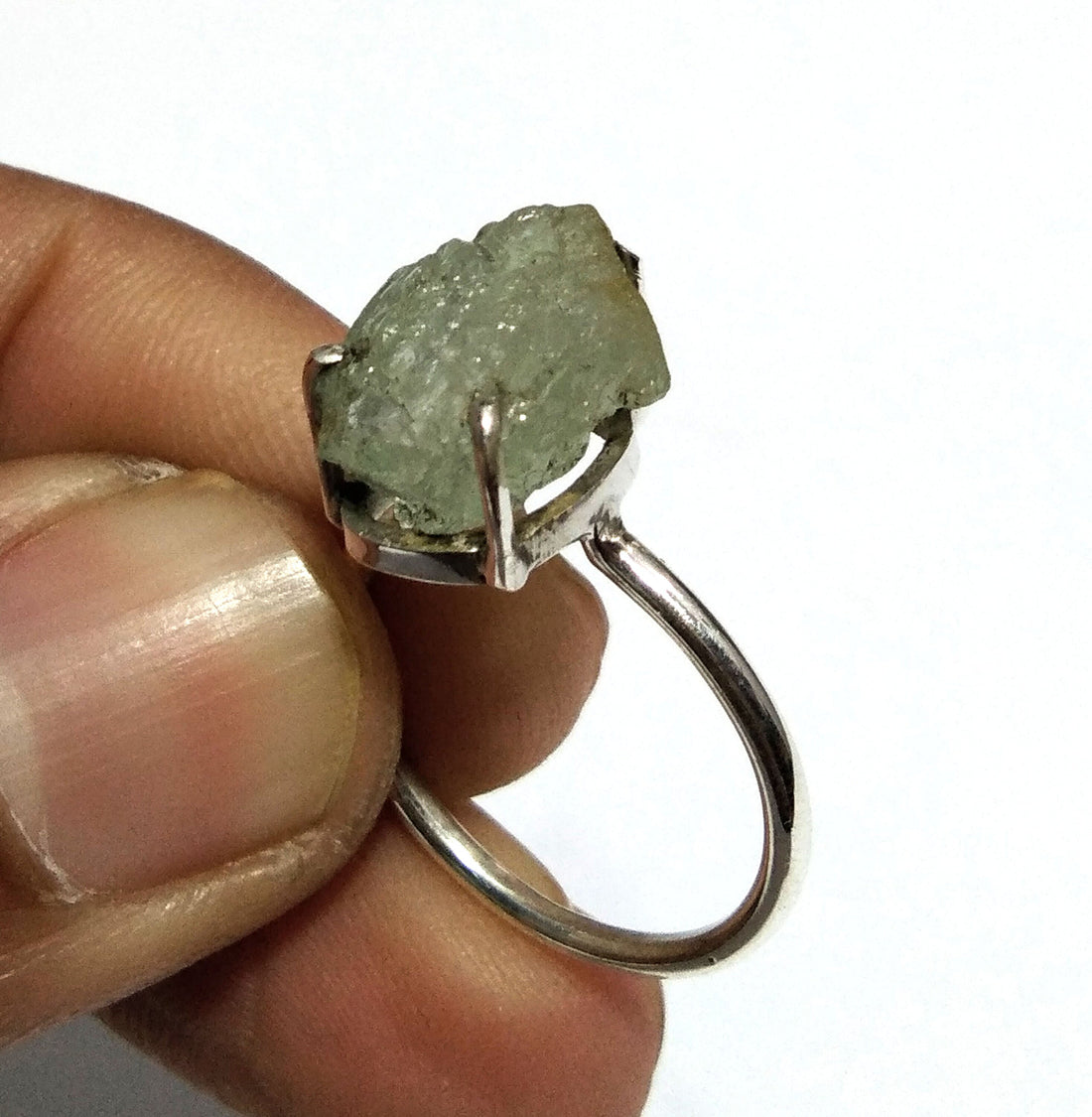 Natural Aquamarine Rough Gemstone Ring, 925 Solid Sterling Silver Ring, Raw Aquamarine Stone Size 14x10 mm Handmade Ring, Gift Birthday Ring