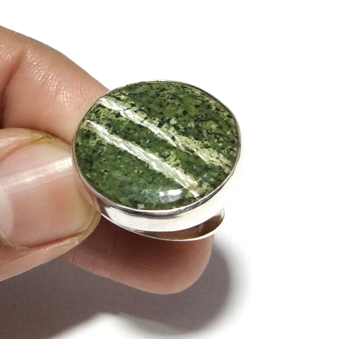 Natural Green Zebra Jasper Gemstone Ring, Solid 925 Sterling Silver Ring, Zebra Jasper Stone Size 22x22mm Handmade Ring Gift Mother day Ring
