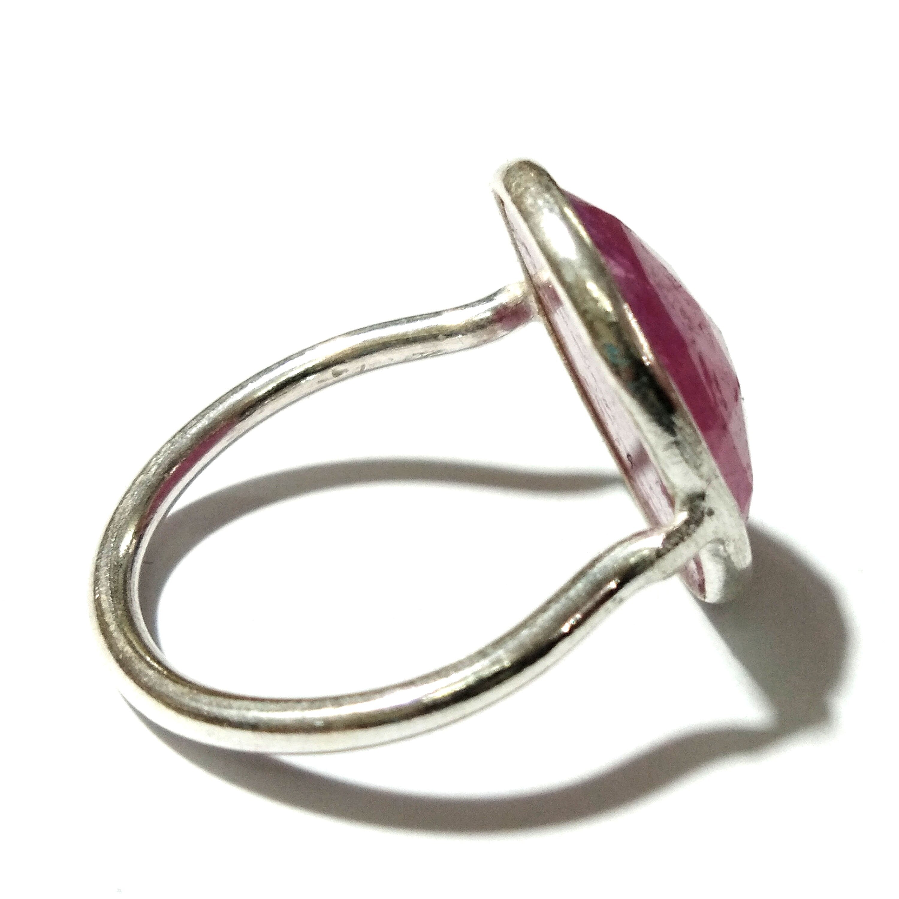 Natural Pink Sapphire Rings, 925 Starling Silver Ring Jewelry, Precious Gemstone Sapphire Ring, Handmade Bezel Ring, Free Shipping.