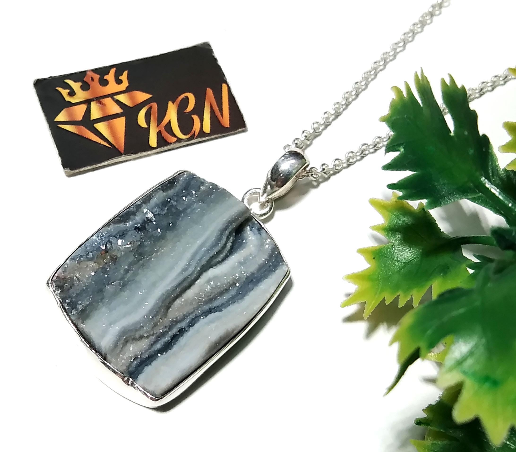 Natural Desert Druzy Gemstone Pendant, 925 Sterling Silver Pendant, Desert Druzy Chain Pendant Necklace, Handmade Gift For Wedding Pendant