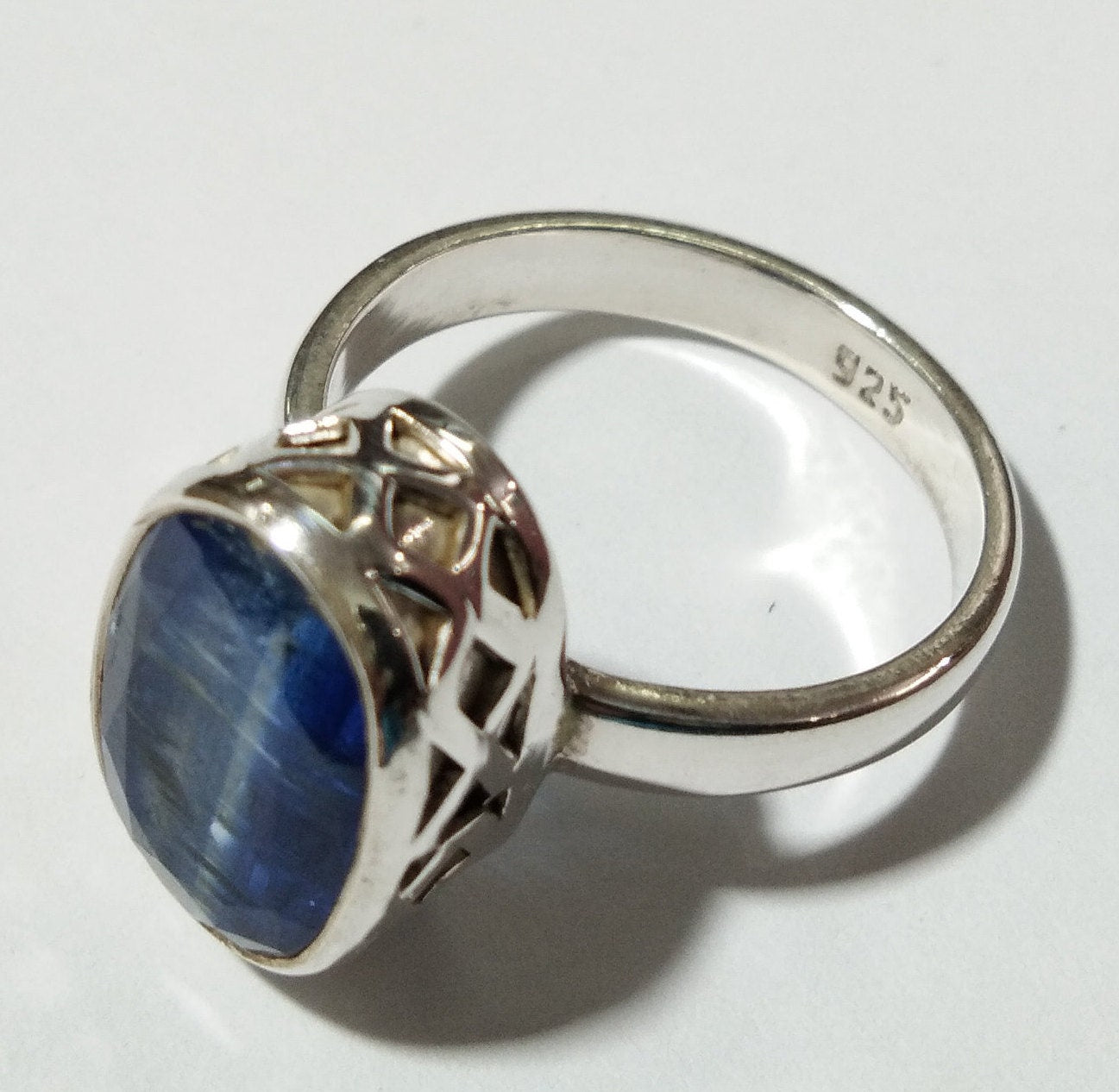 Natural Kyanite Faceted Rings, 925 Solid Starling Silver Ring, Amazing Color Good Quality Nice Making Stylish Rings, For Gift Wedding Ring