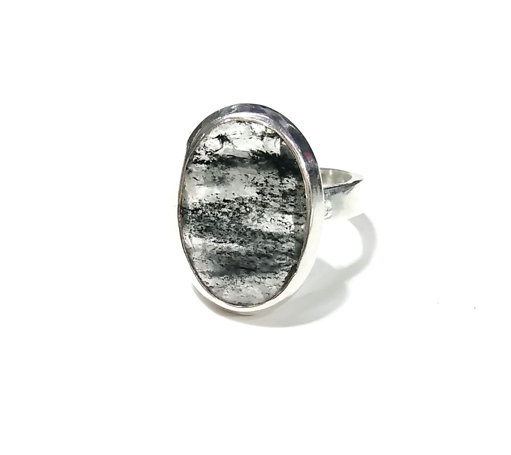 Natural Black Rutile Quartz Gemstone Ring, 925 Solid Starling Silver Ring, Black Rutile Faceted Stone Handmade Ring, For Gift Wedding Ring