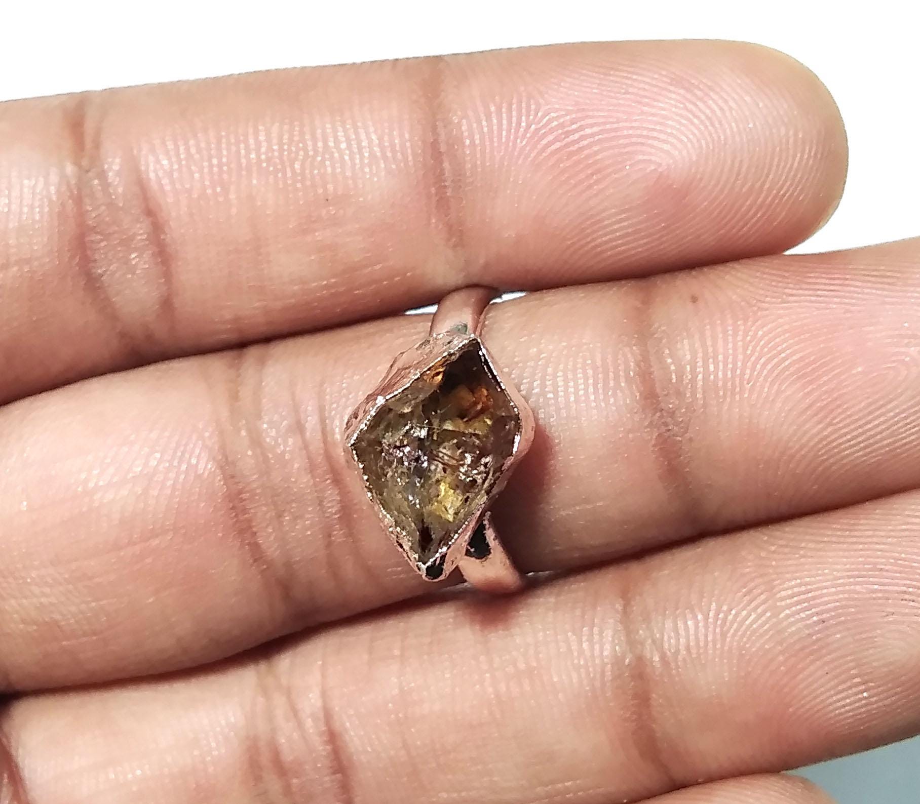 Natural Raw Citrine Rough Gemstone Ring, Solid 925 Sterling Silver Ring, Citrine Stone Size 12x9mm Handmade Ring, Gift Wedding Ring