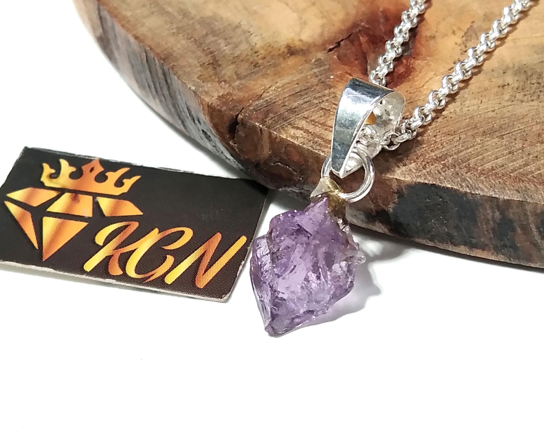 Natural Amethyst Rough Gemstone Pendant, 925 Sterling Silver Handmade Jewelry Amethyst Pendant Rough Chain Necklace, Gift For Girls & Women.
