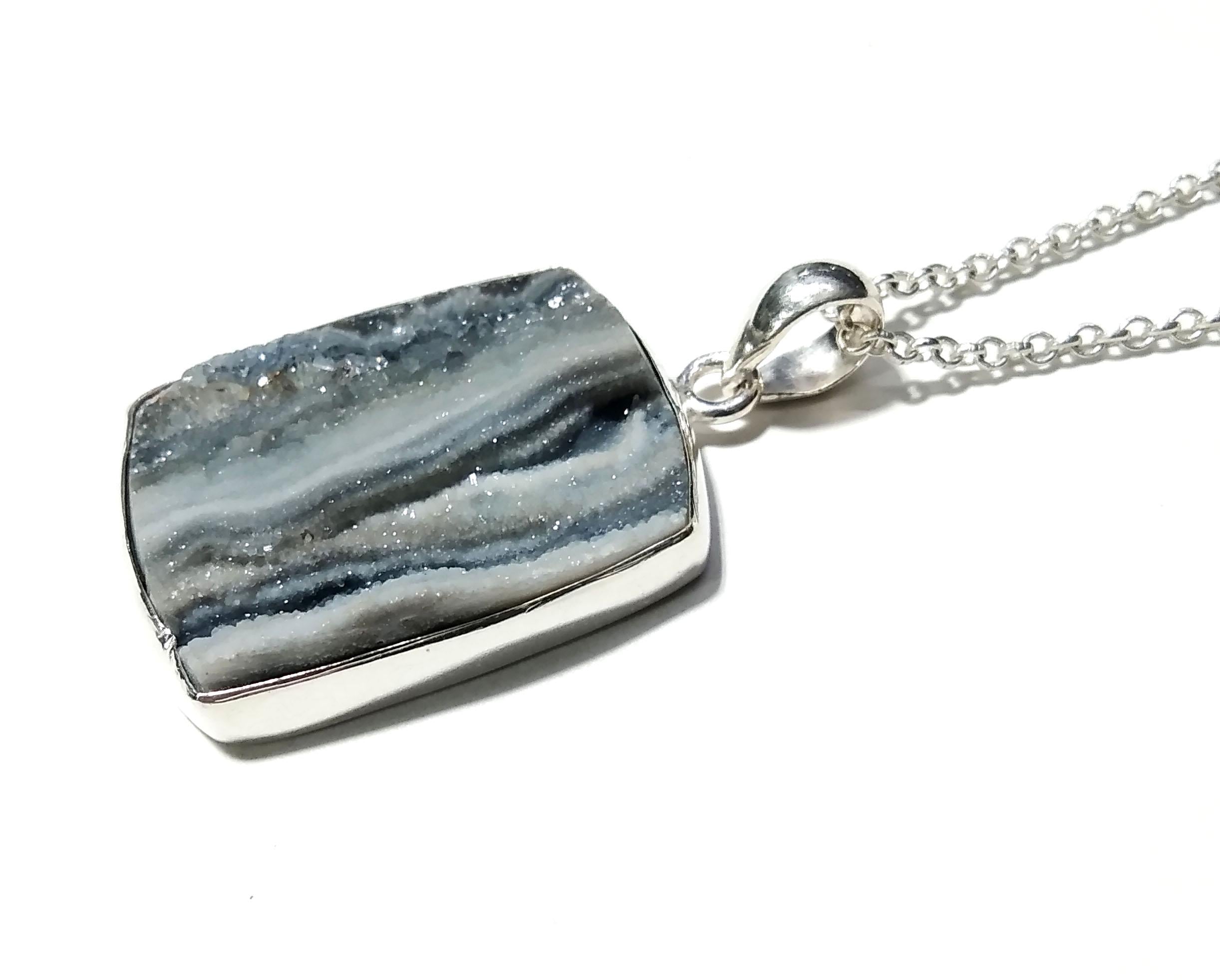 Natural Desert Druzy Gemstone Pendant, 925 Sterling Silver Pendant, Desert Druzy Chain Pendant Necklace, Handmade Gift For Wedding Pendant