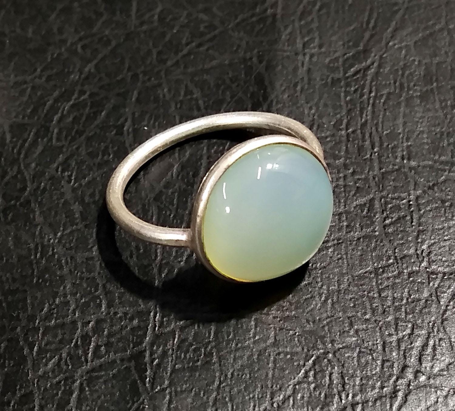 Natural Aqua Chalcedony Gemstone Ring, Solid 925 Sterling Silver Ring, Chalcedony Stone Size 12x12mm Handmade Ring, Gift Statement Ring
