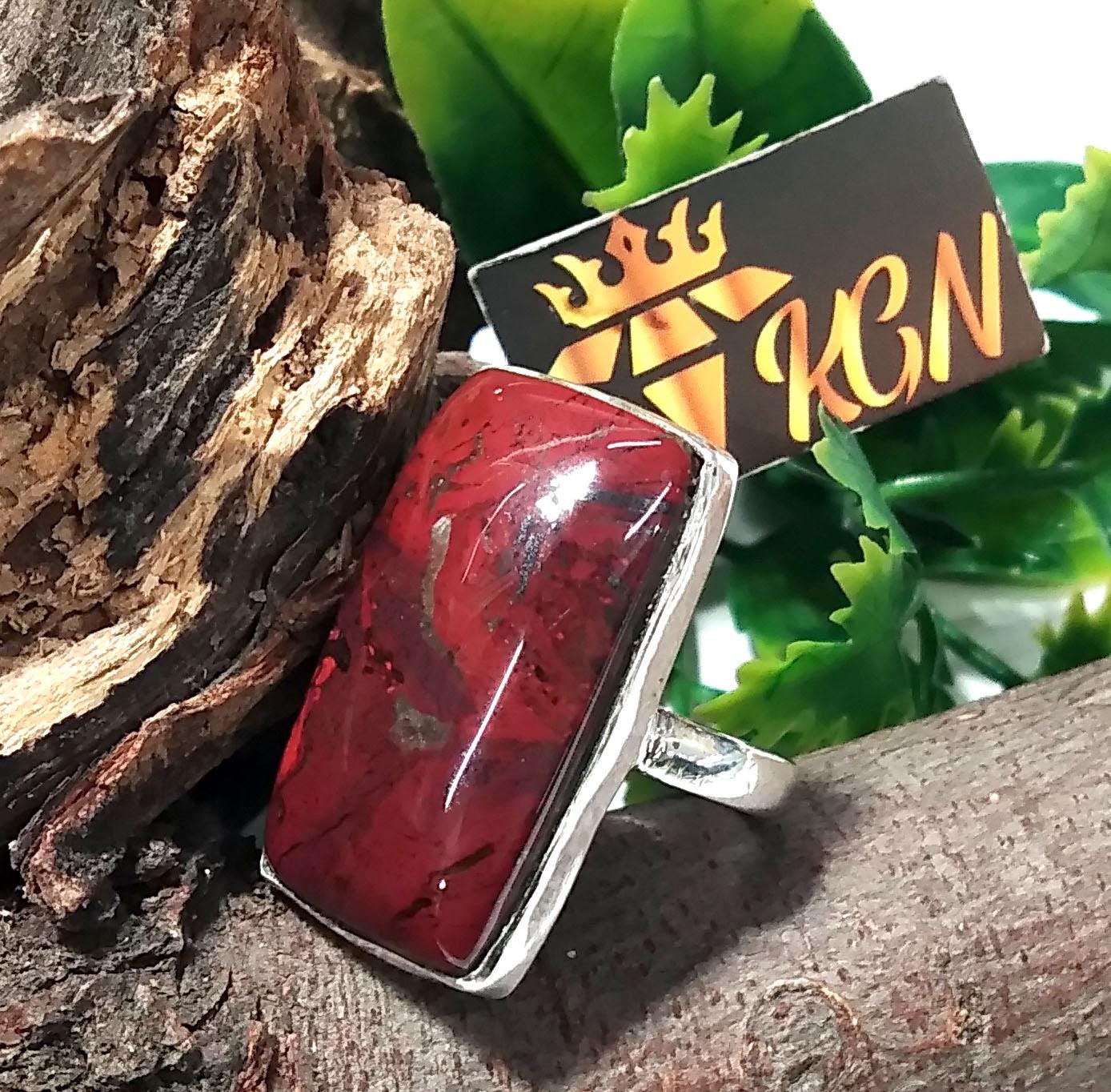 Natural Red Jasper Gemstone Ring, 925 Solid Sterling Silver Ring, Beautiful Jasper Stone Size 27x15mm Handmade Ring, Gift Birthday Ring