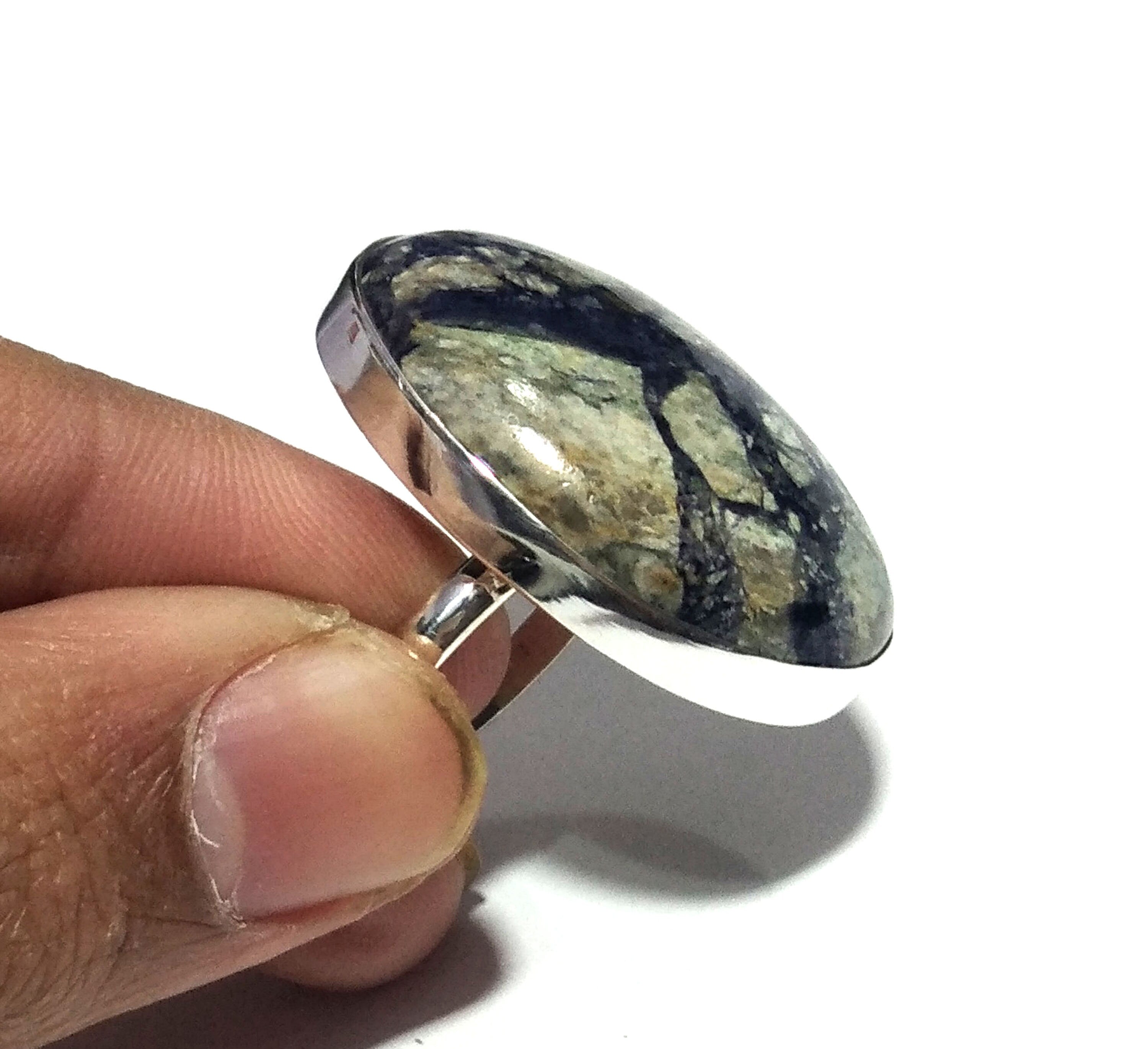 Natural Tiffany Jasper Gemstone Ring, 925 Solid Sterling Silver Ring, Tiffany Jasper Stone Size 33x22mm Handmade Ring, Gift Wedding day Ring