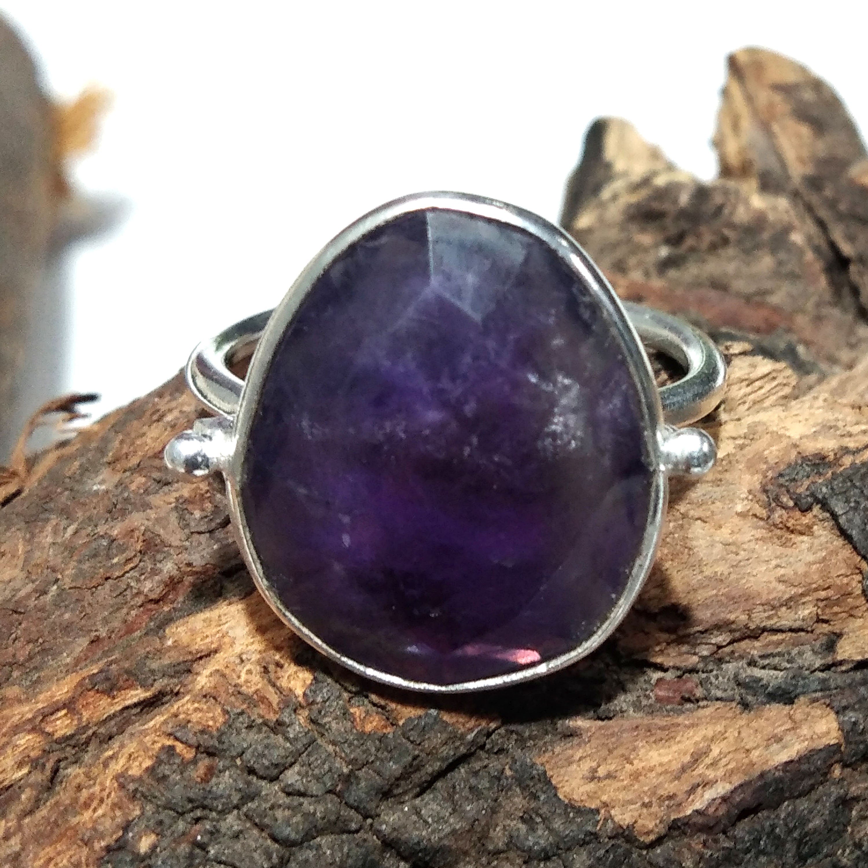 Natural Amethyst Checker Cut Gemstone Ring, 925 Solid Starling Silver Ring, Amazing Amethyst Stone Size 18x15 mm Gift Wedding Ring Jewelry